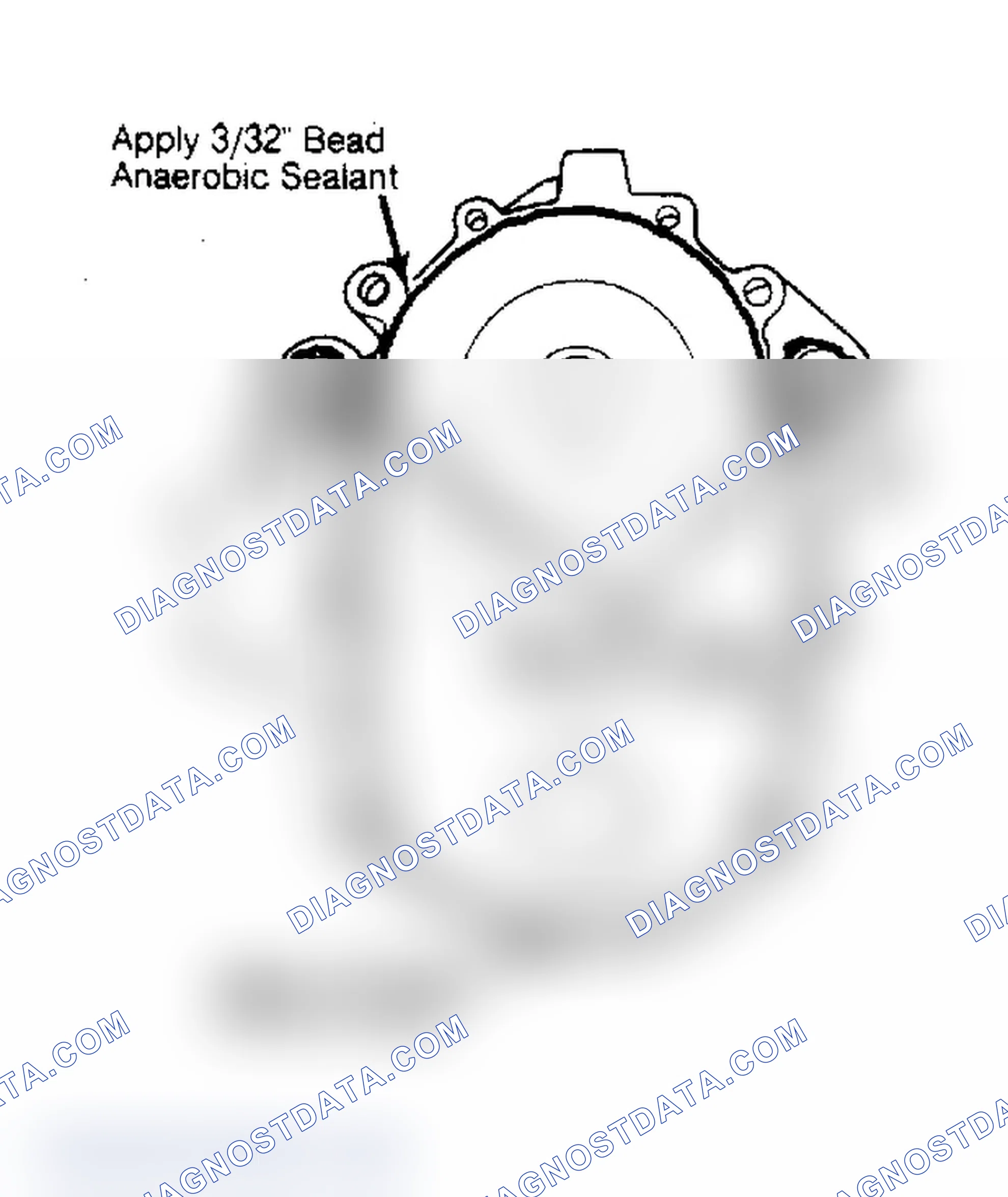 Scheme 17: Front Cover Sealant Application. Do not allow sealant to cure before installation.