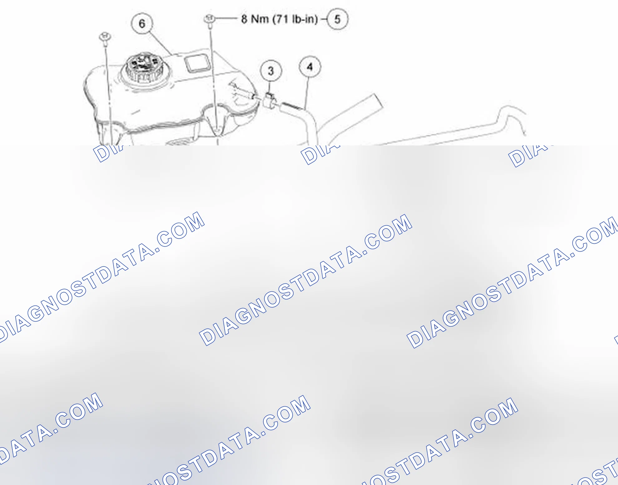 Scheme 3: Identifying Power Steering Reservoir, Upper Degas Bottle Hose And Upper Degas Bottle Hose Clamp - With Torque Specifications