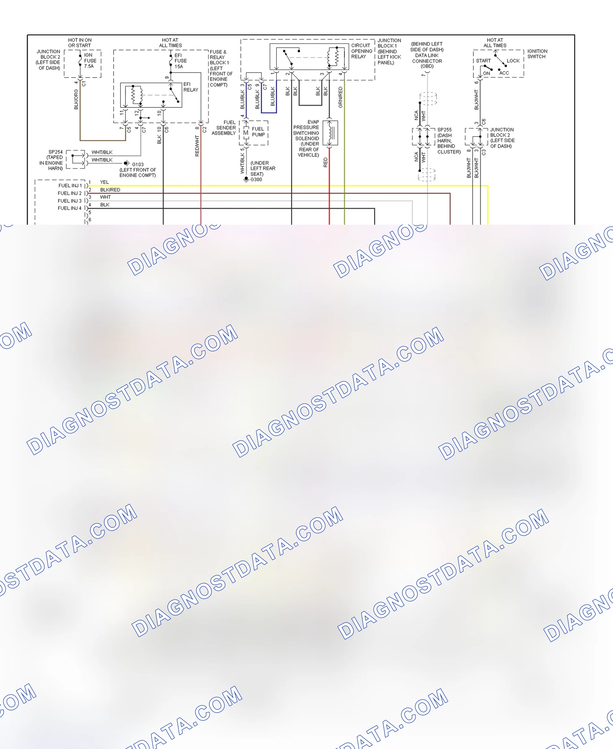 Scheme 190: PCM Wiring Diagram (Prizm - 1.8L With 4-Speed A/T - 1 Of 3)