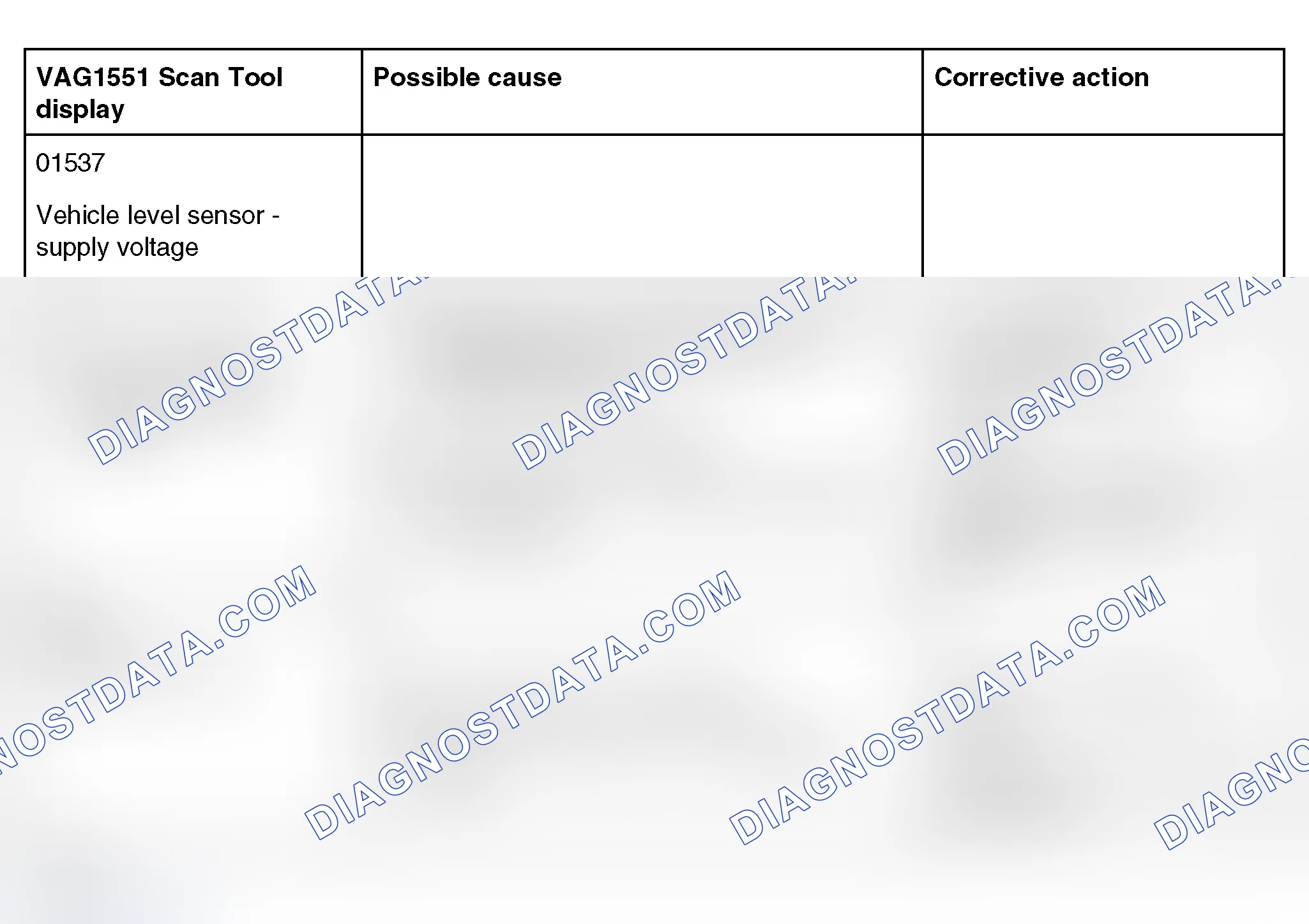 Scheme 493: Diagnostic Trouble Code Table (001537 And 01539) - Automatic Headlight Aim Control (2000-04)