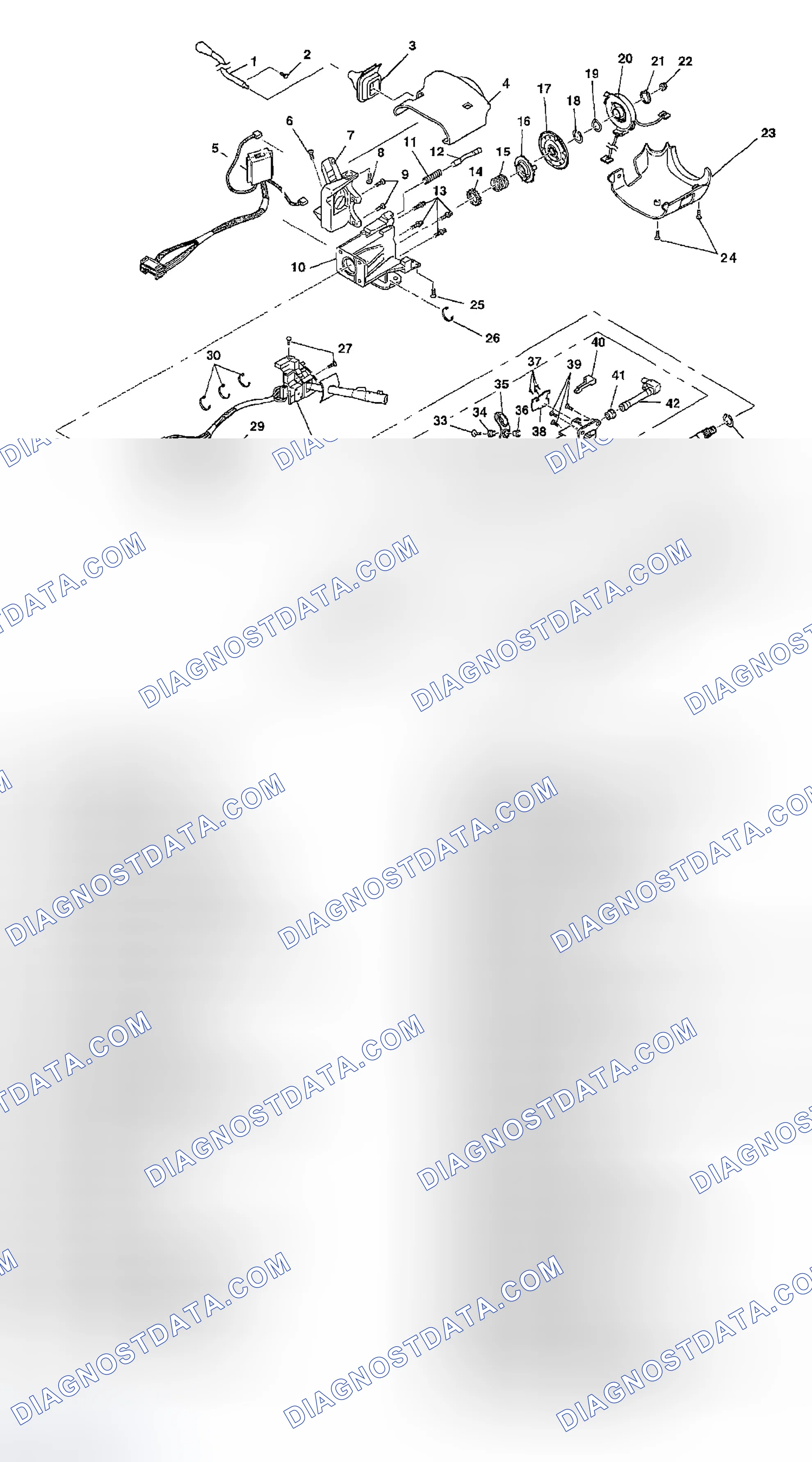Scheme 3: STANDARD STEERING COLUMN DISASSEMBLED VIEW (COLUMN SHIFT AND FLOOR SHIFT)