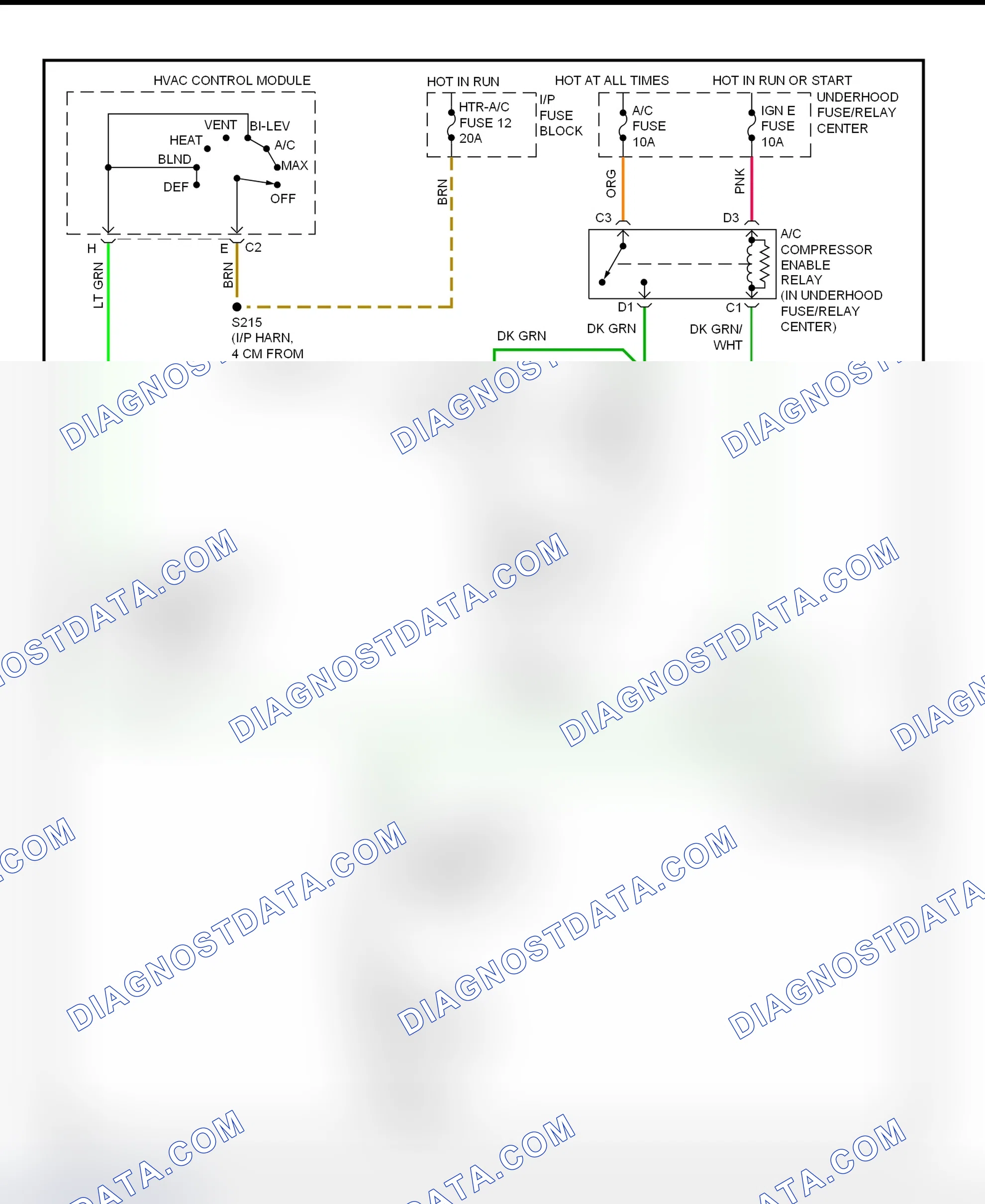 Scheme 16: A/C Compressor Clutch Control Circuit Wiring Diagram ("G" 1500/3500, Express & Savana - Except Diesel Engine)