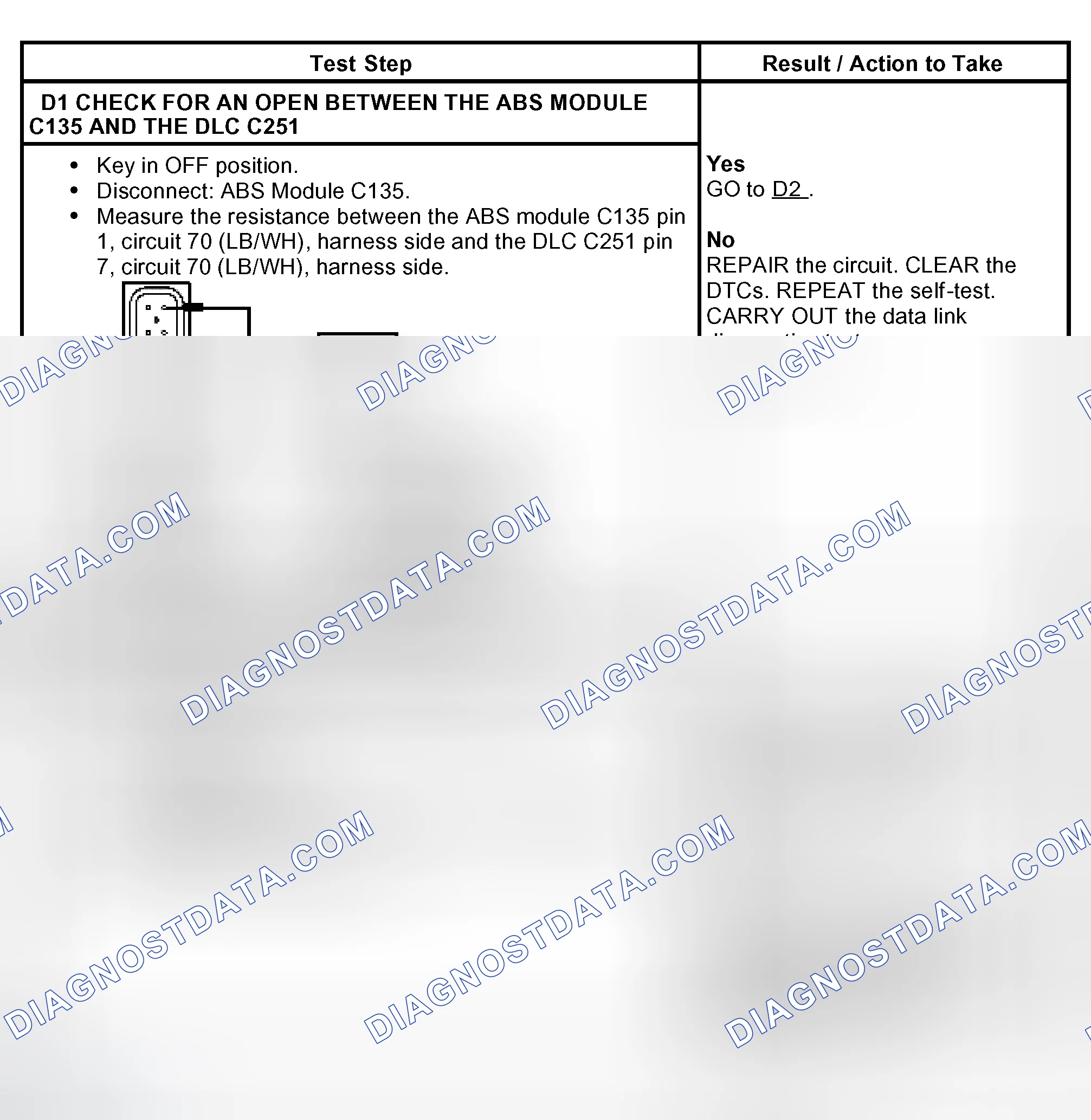 Scheme 8: PINPOINT TEST D: THE ANTI-LOCK BRAKE SYSTEM (ABS) MODULE DOES NOT RESPOND TO THE DIAGNOSTIC TOOL
