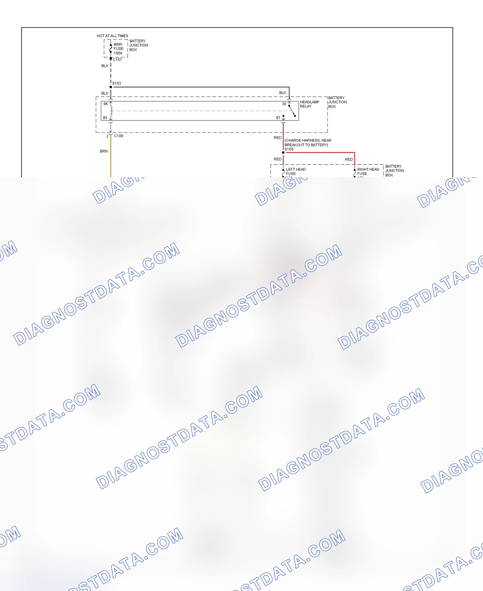 Scheme 8: Headlight System Wiring Diagram (Escort & Tracer - Without DRL)
