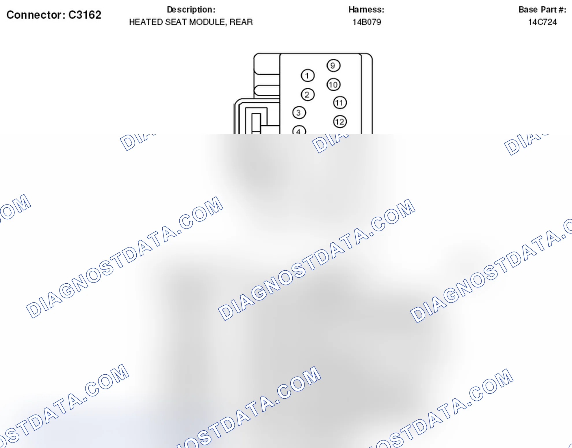 Scheme 271: Rear Heated Seat Module Connector End View (C3162)