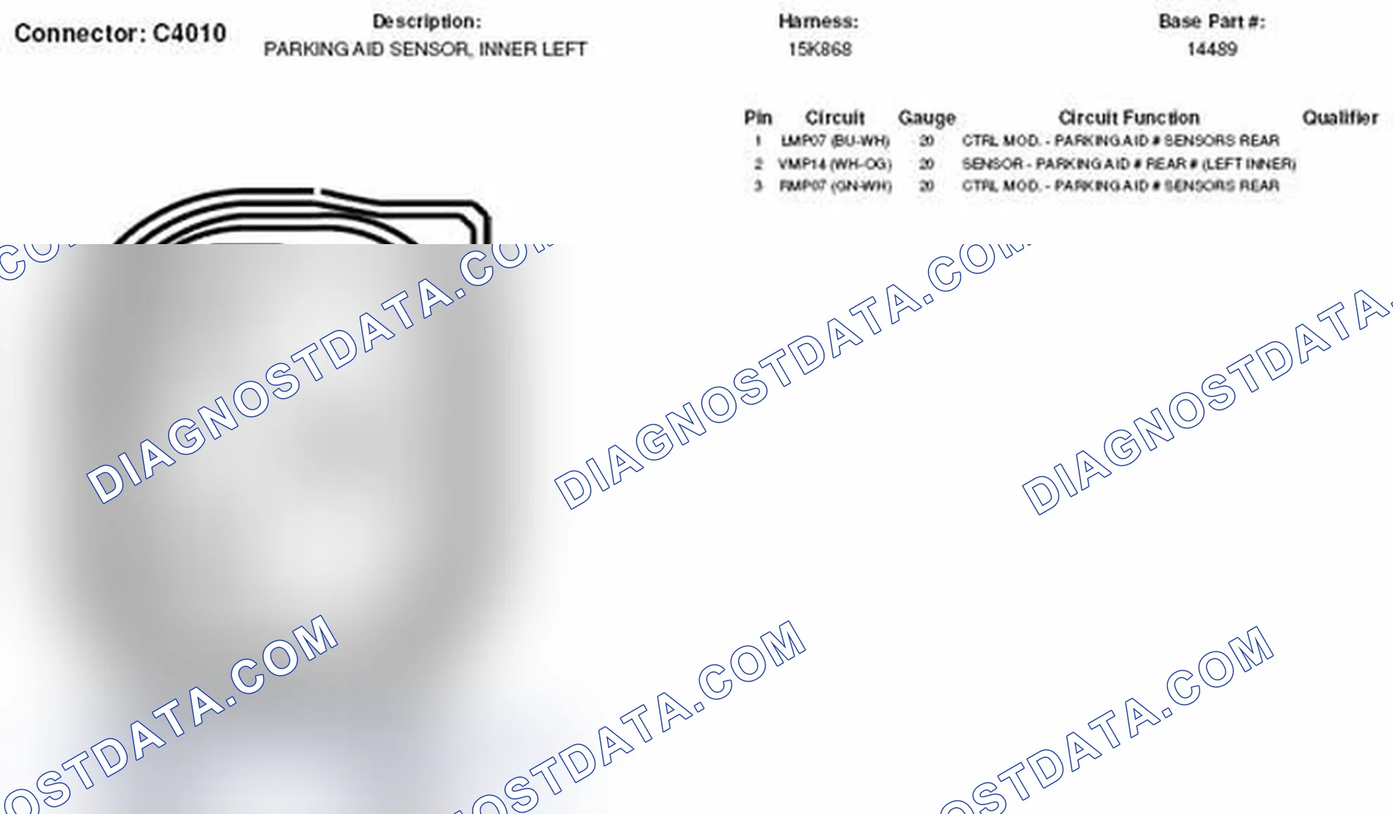 Scheme 370: Inner Left Parking Aid Sensor Connector End View (C4010)