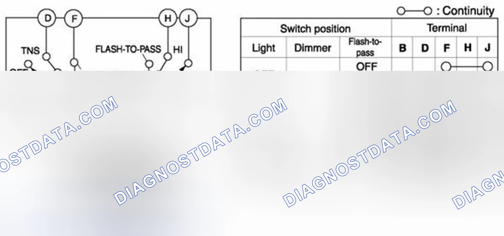 Scheme 49: Identifying Light Switch Connector Terminals With Continuity Chart