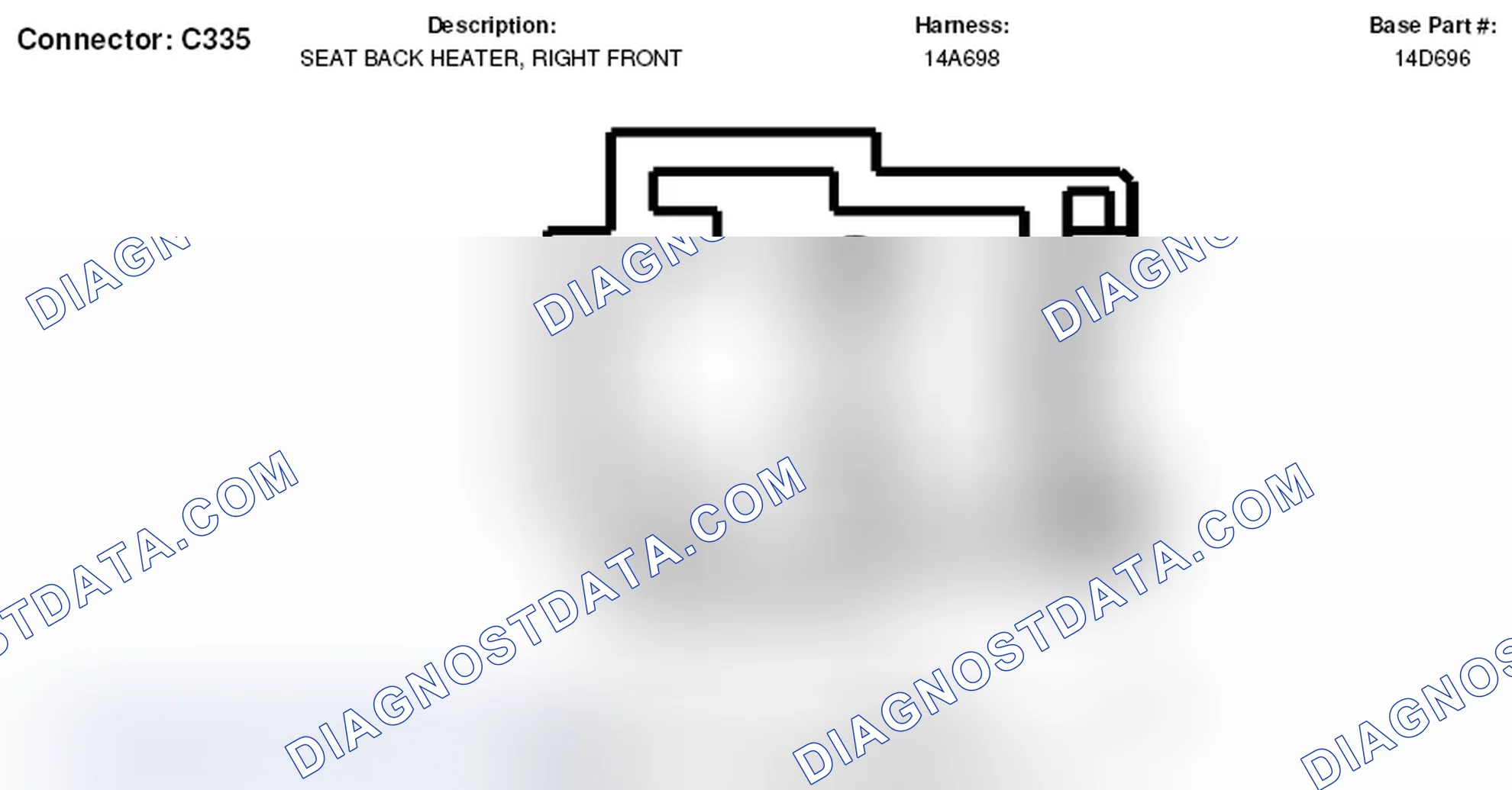 Scheme 102: Right Front Seat Back Heater Connector End View (C335)