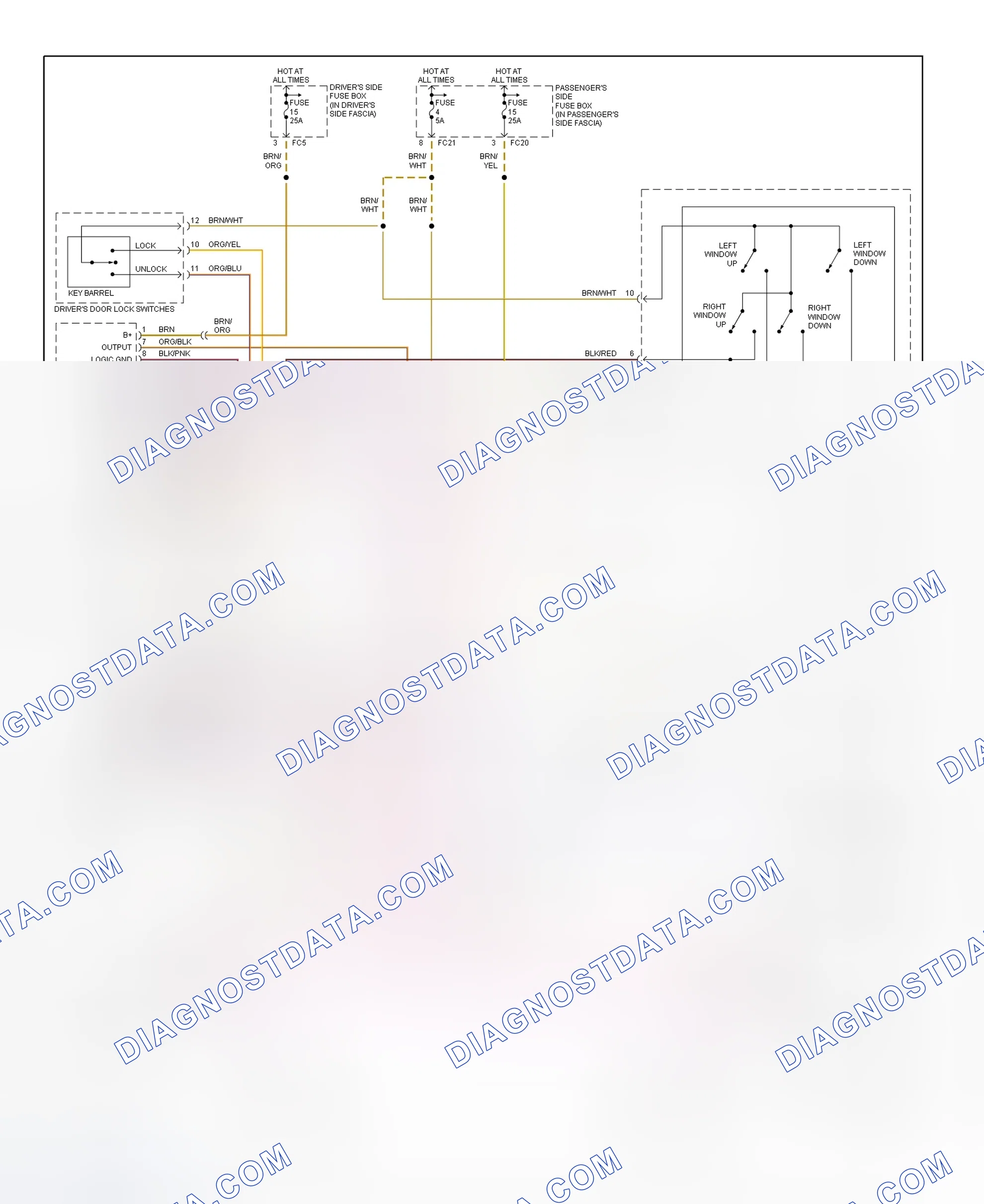Scheme 8: Power Window System Wiring Diagram (1998 XK8)