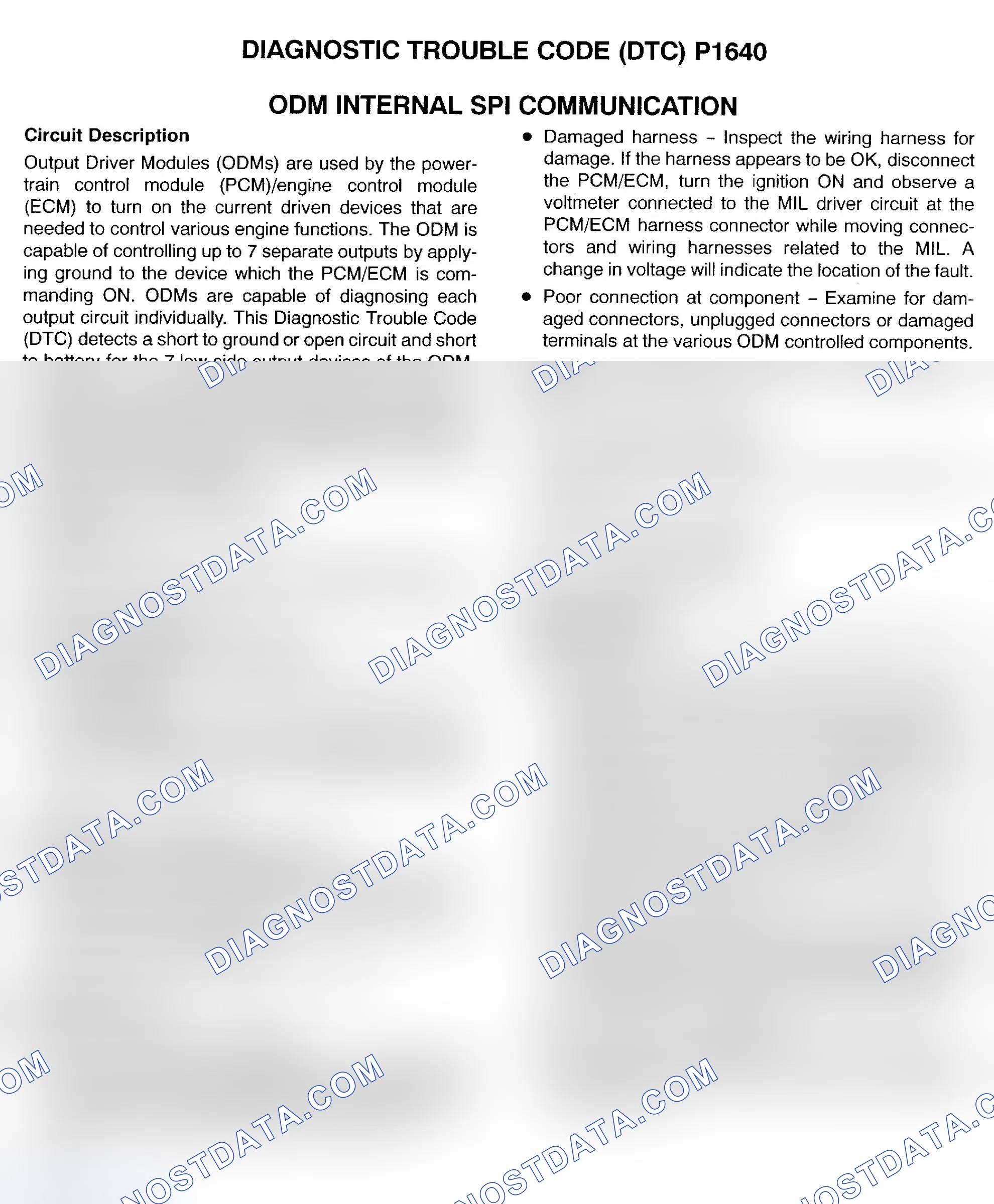 Scheme 269: DTC P1640: ODM INTERNAL SPI COMMUNICATION