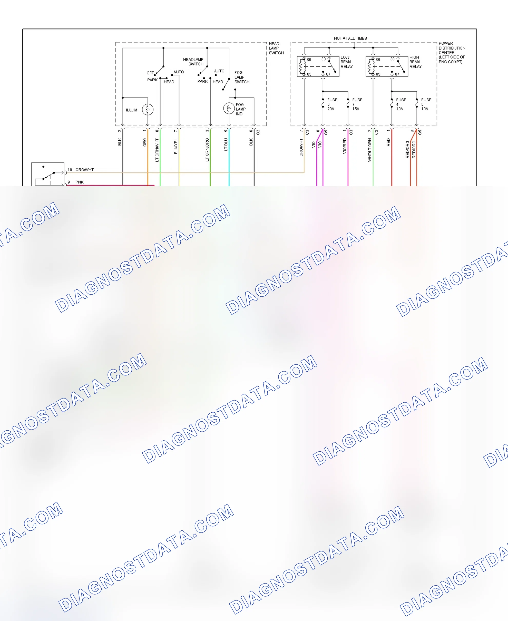 Scheme 3: Headlight System Wiring Diagram (Caravan & Voyager)