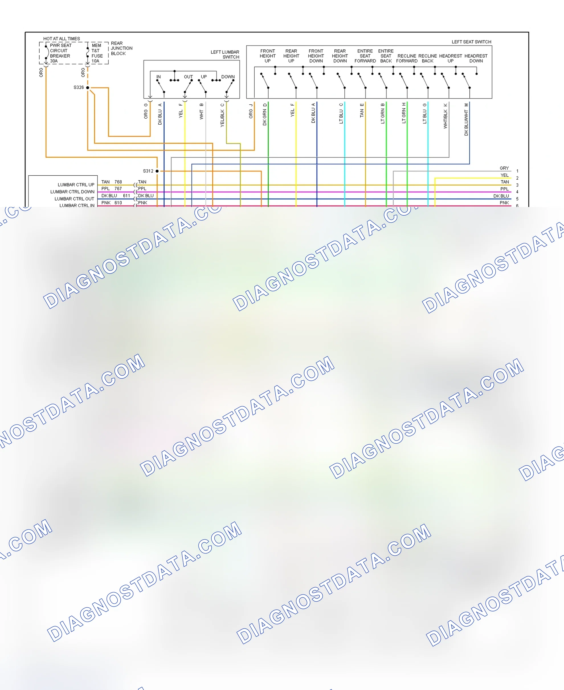 Scheme 14: Memory System Wiring Diagram (Seville W/Power Lumbar & Massage Memory Seat 1 Of 2)