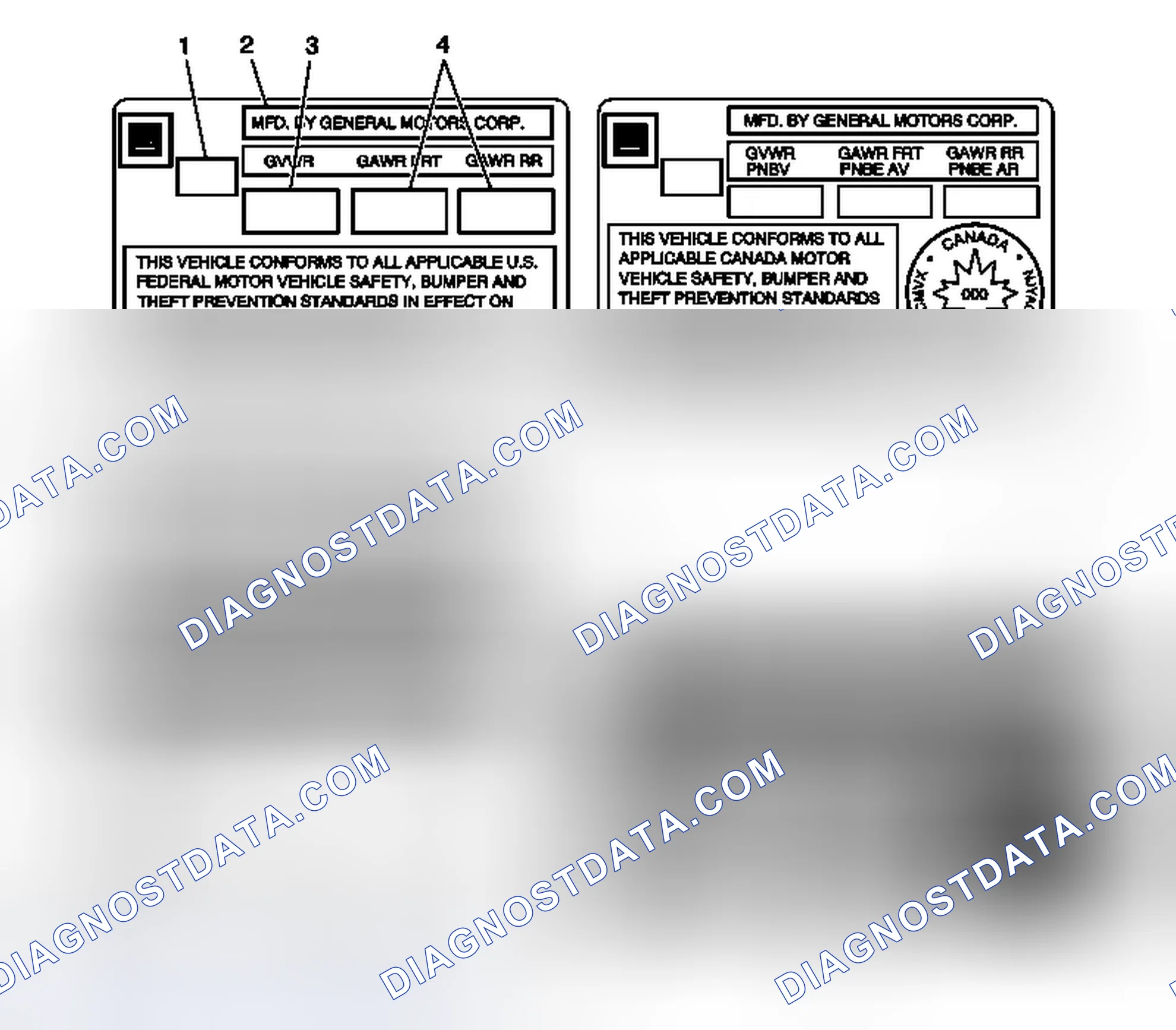 Scheme 2: Label - Vehicle Certification, Tire Place Card, Anti-Theft and Service Parts ID