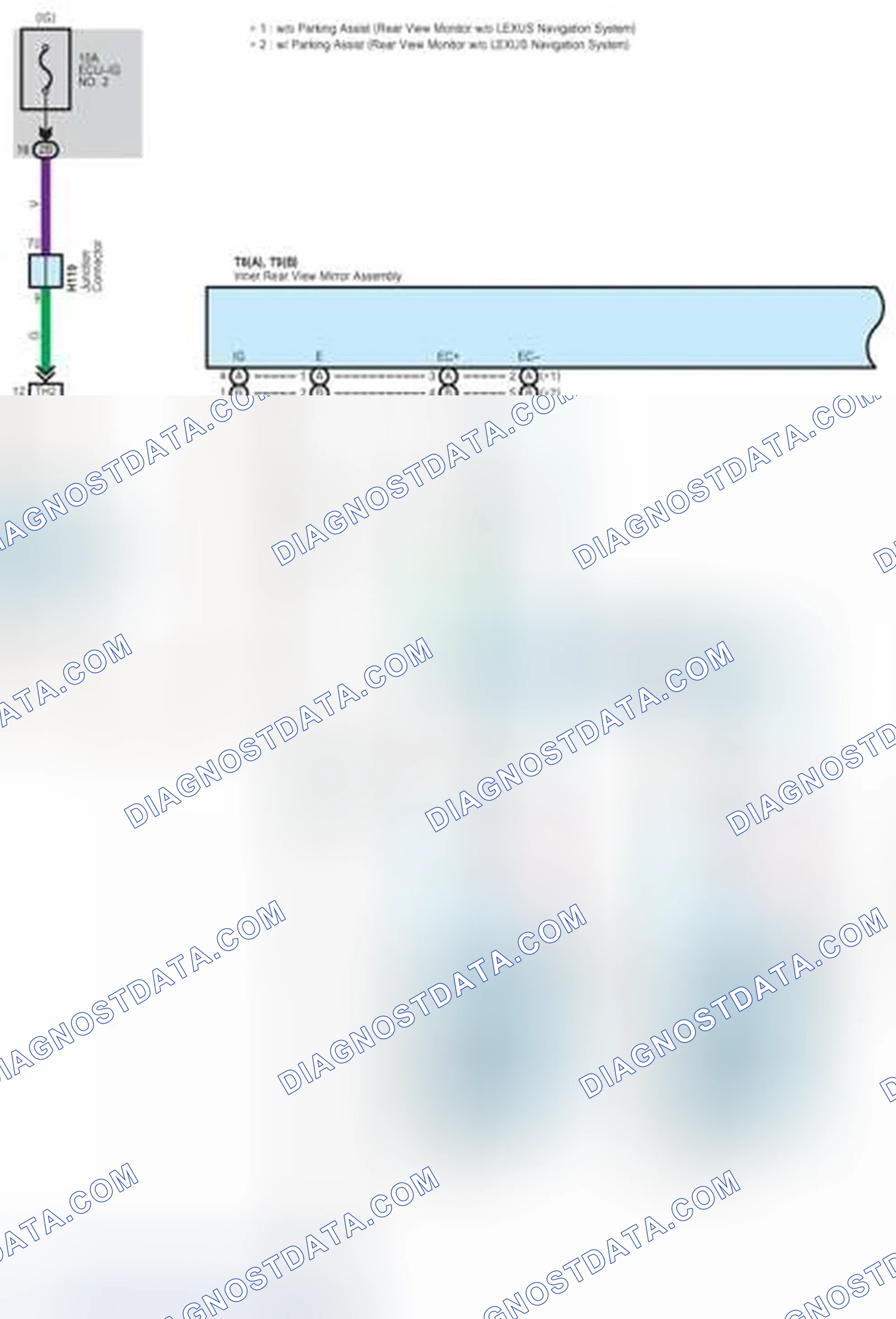 Scheme 309: Automatic Glare-Resistant EC Mirror with Compass and Parking Assist (Rear View Monitor w/o LEXUS Nav