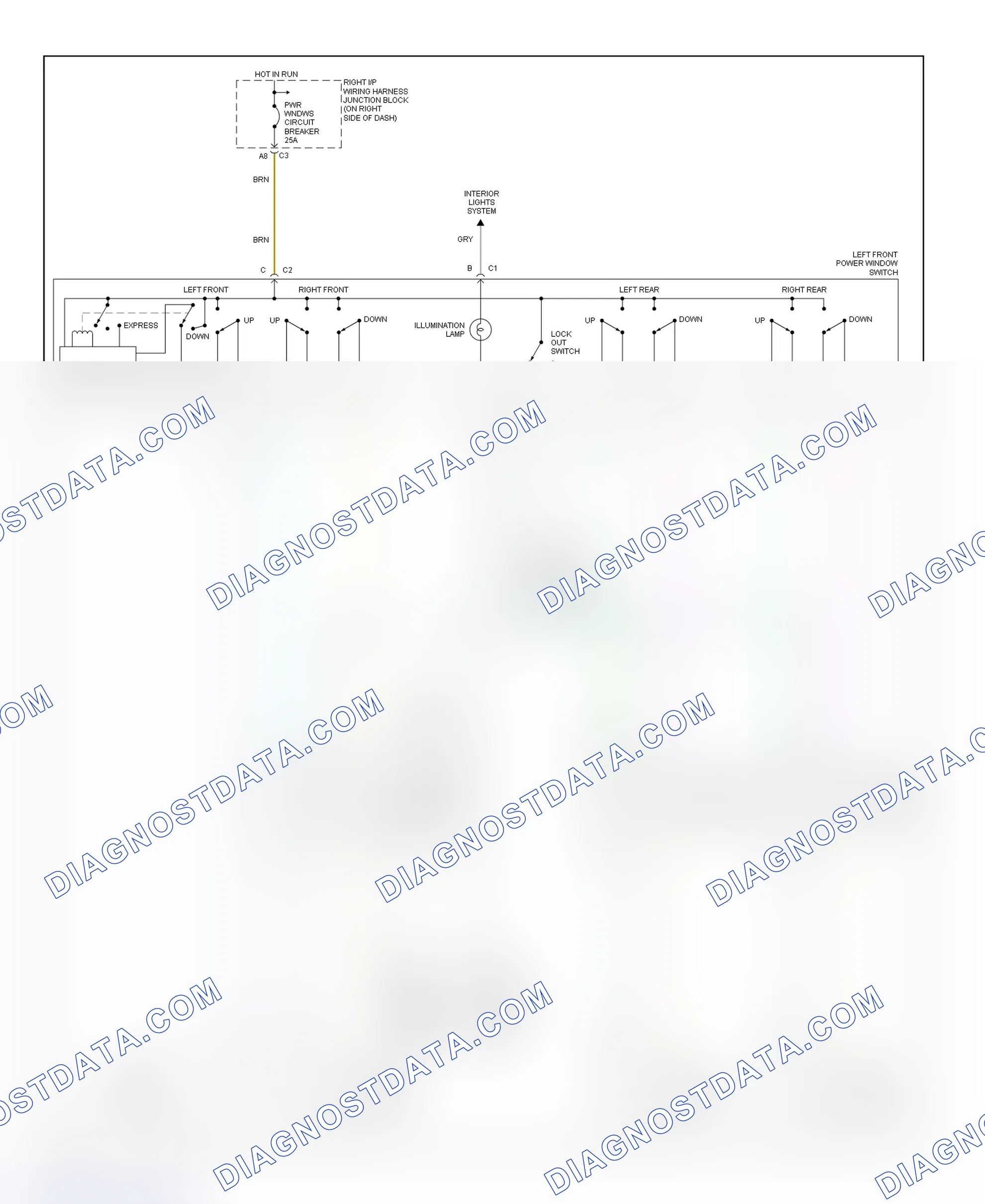 Fig. 2: Power Window System Wiring Diagram