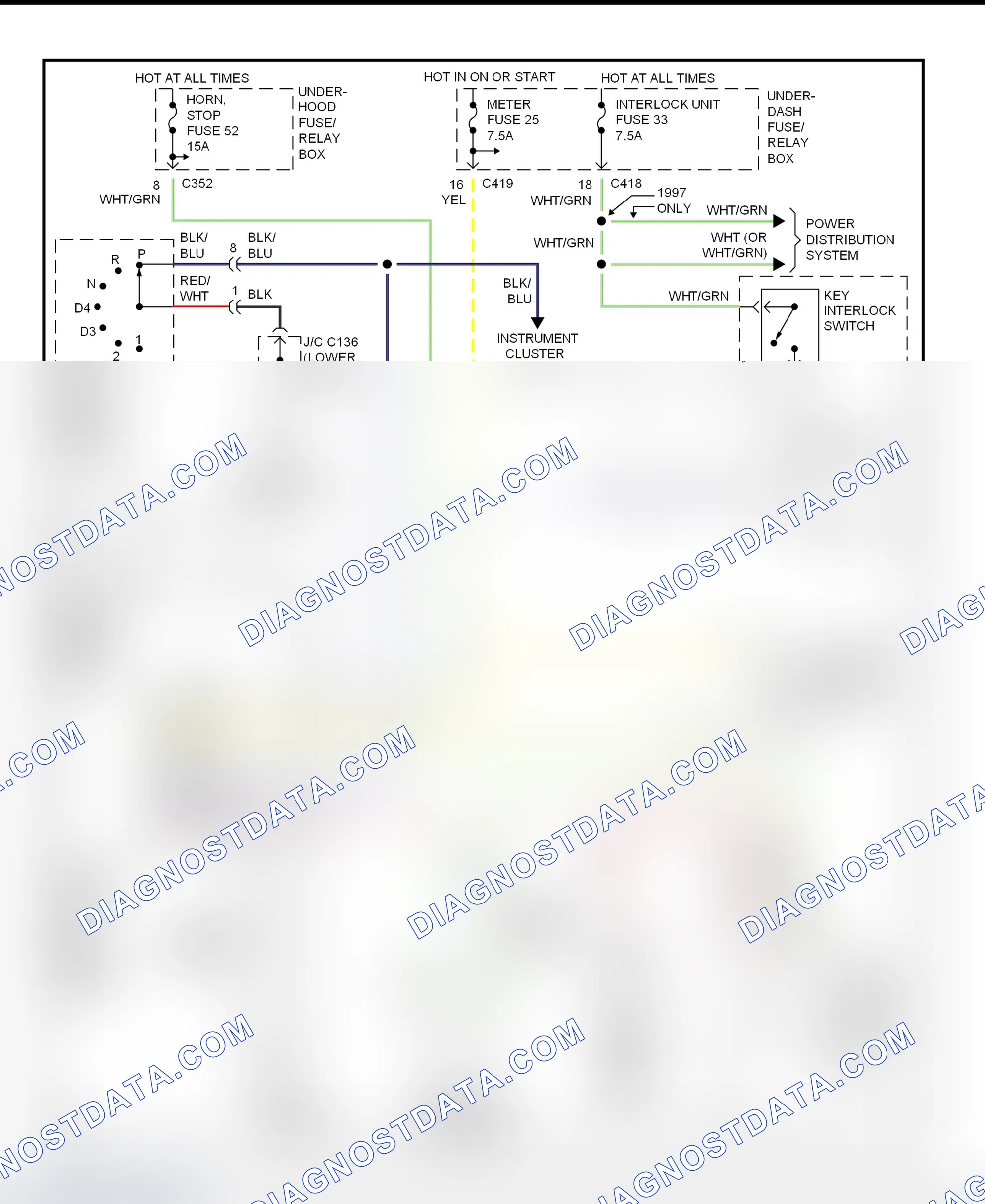 Scheme 48: Shift & Key Interlock System Wiring Schematic (1997-98 Honda CR-V)