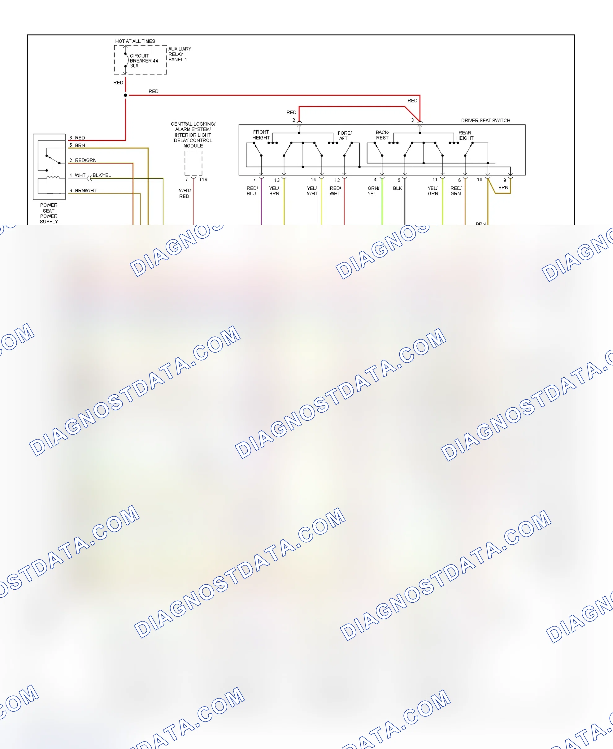Scheme 2: Memory Seat & Mirror System Wiring Diagram (1 Of 2)