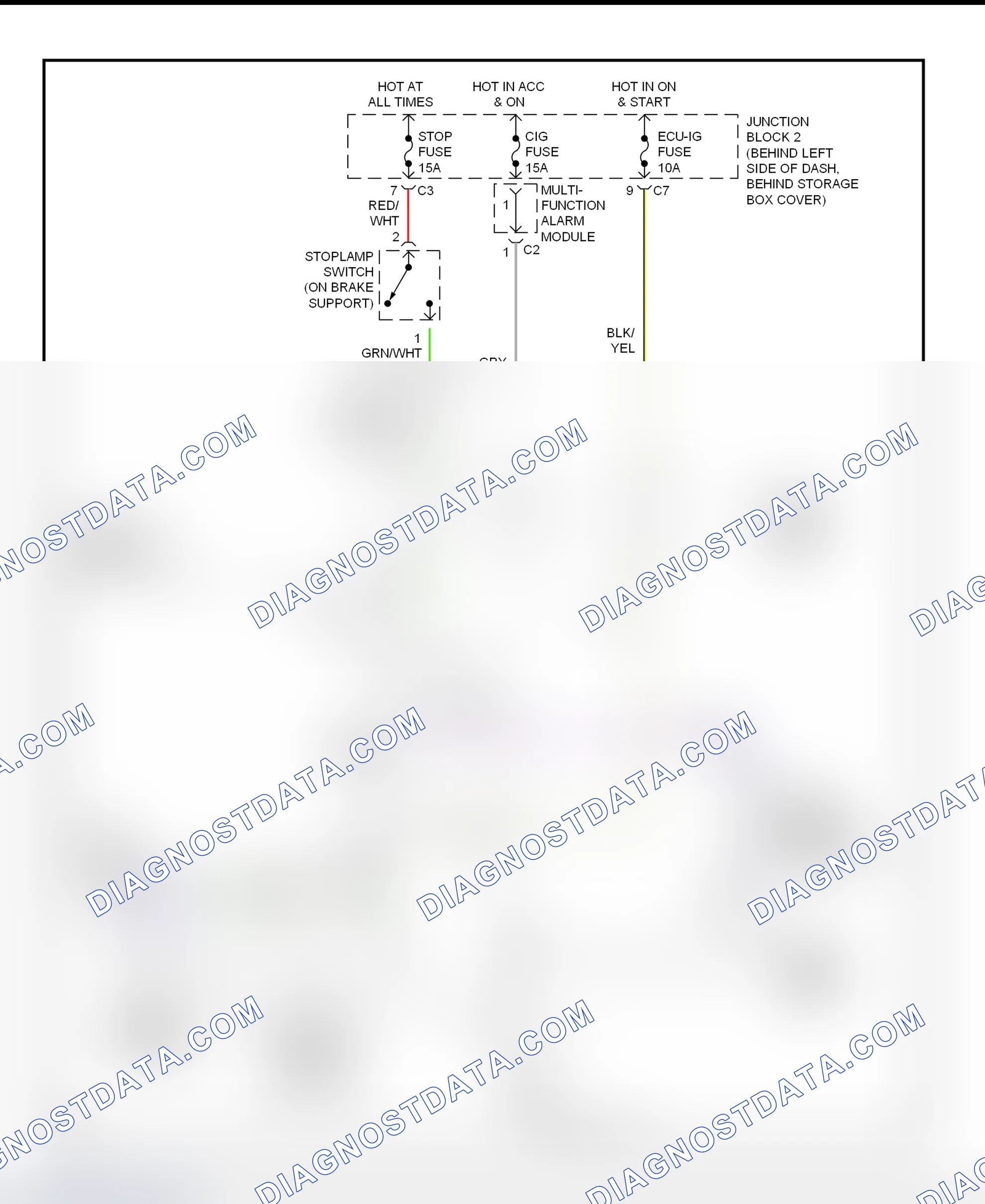 Fig. 38: Shift Interlock System Wiring Diagram (1999 Prizm)