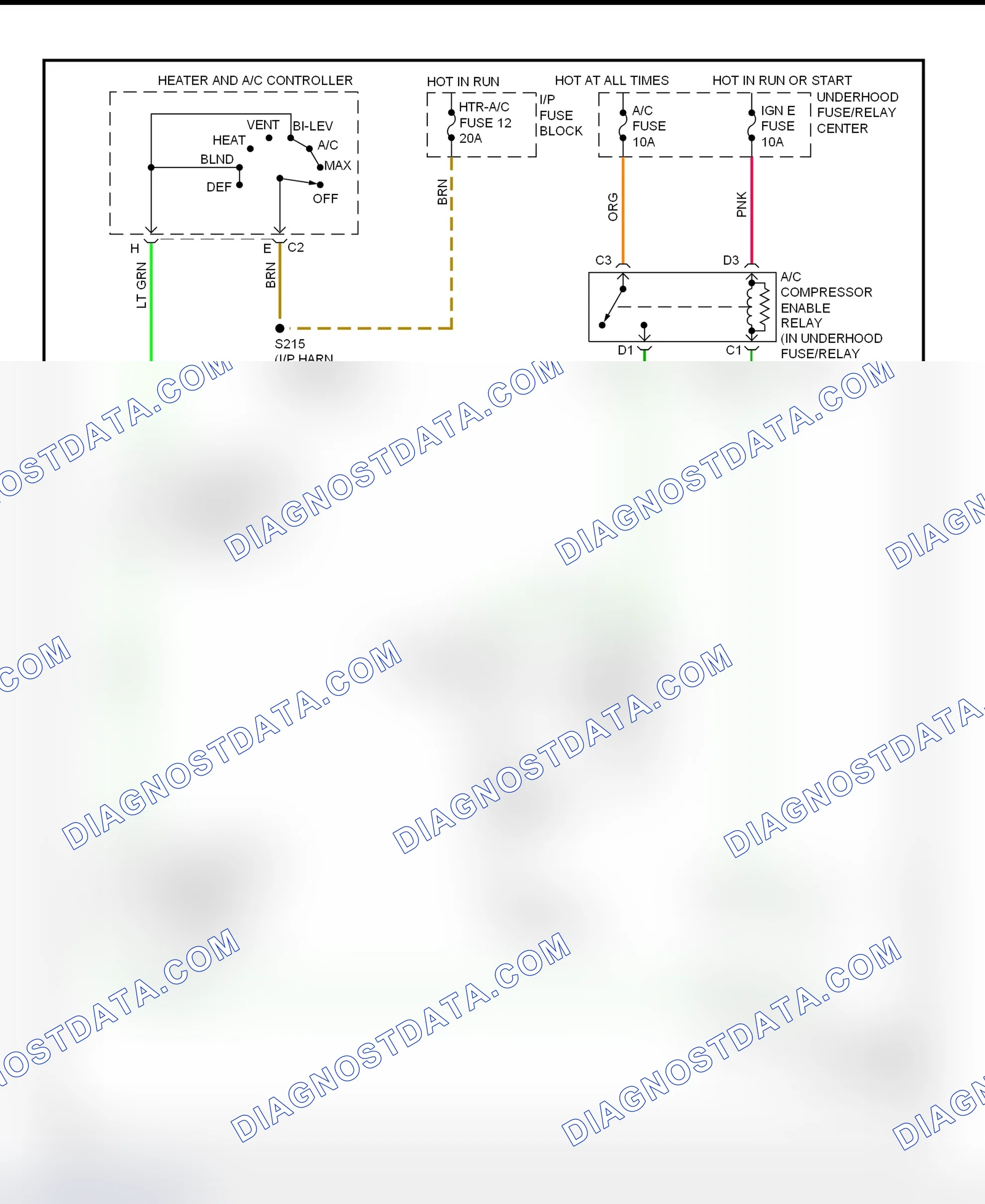Scheme 17: A/C Compressor Clutch Control Circuit Wiring Diagram ("G" 2500/3500, Express & Savana - Diesel Engine)