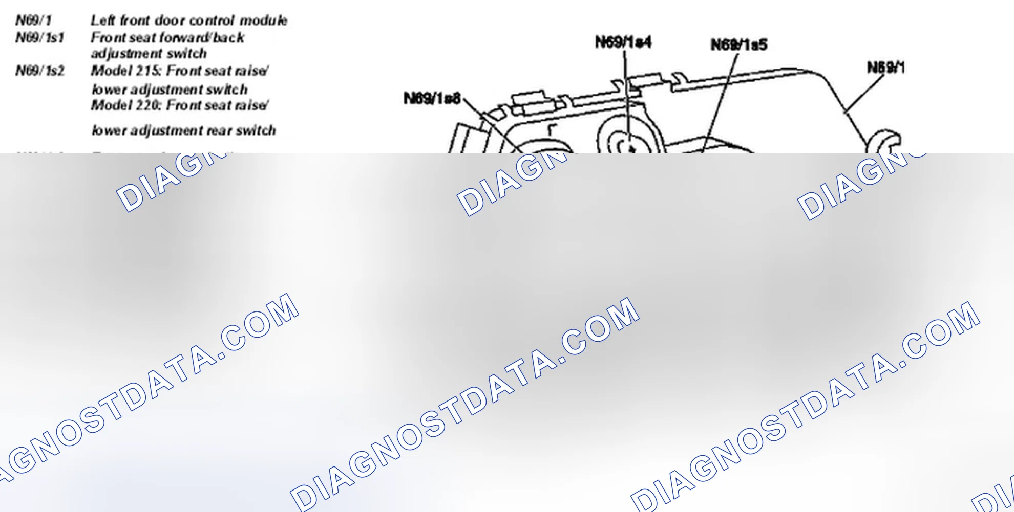 Scheme 21: Identifying Front Seat Adjustment Switch Group Location - Shown On Model 215 Up To 220/31.5.01
