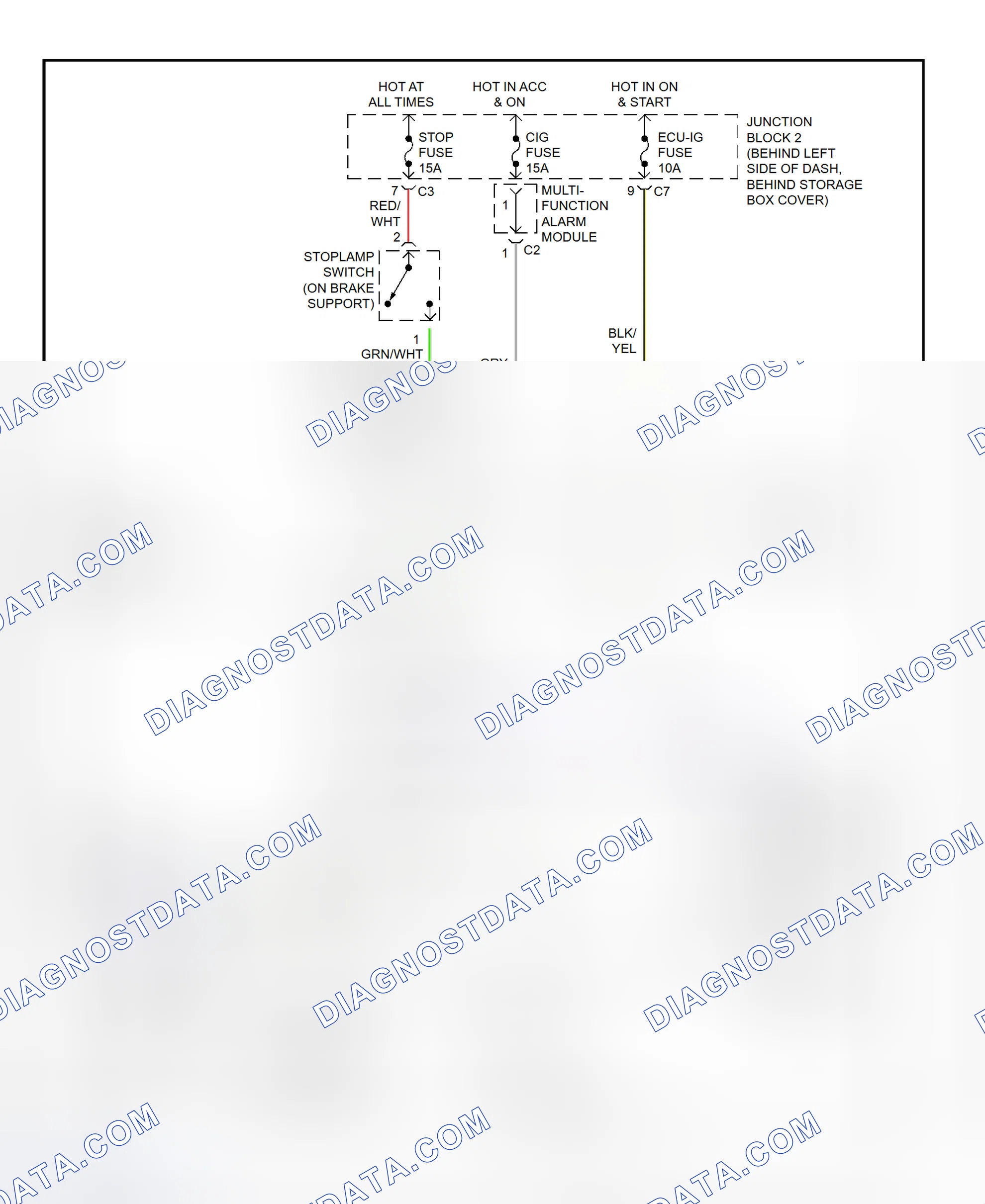 Fig. 48: Shift Interlock System Wiring Diagram (Prizm)