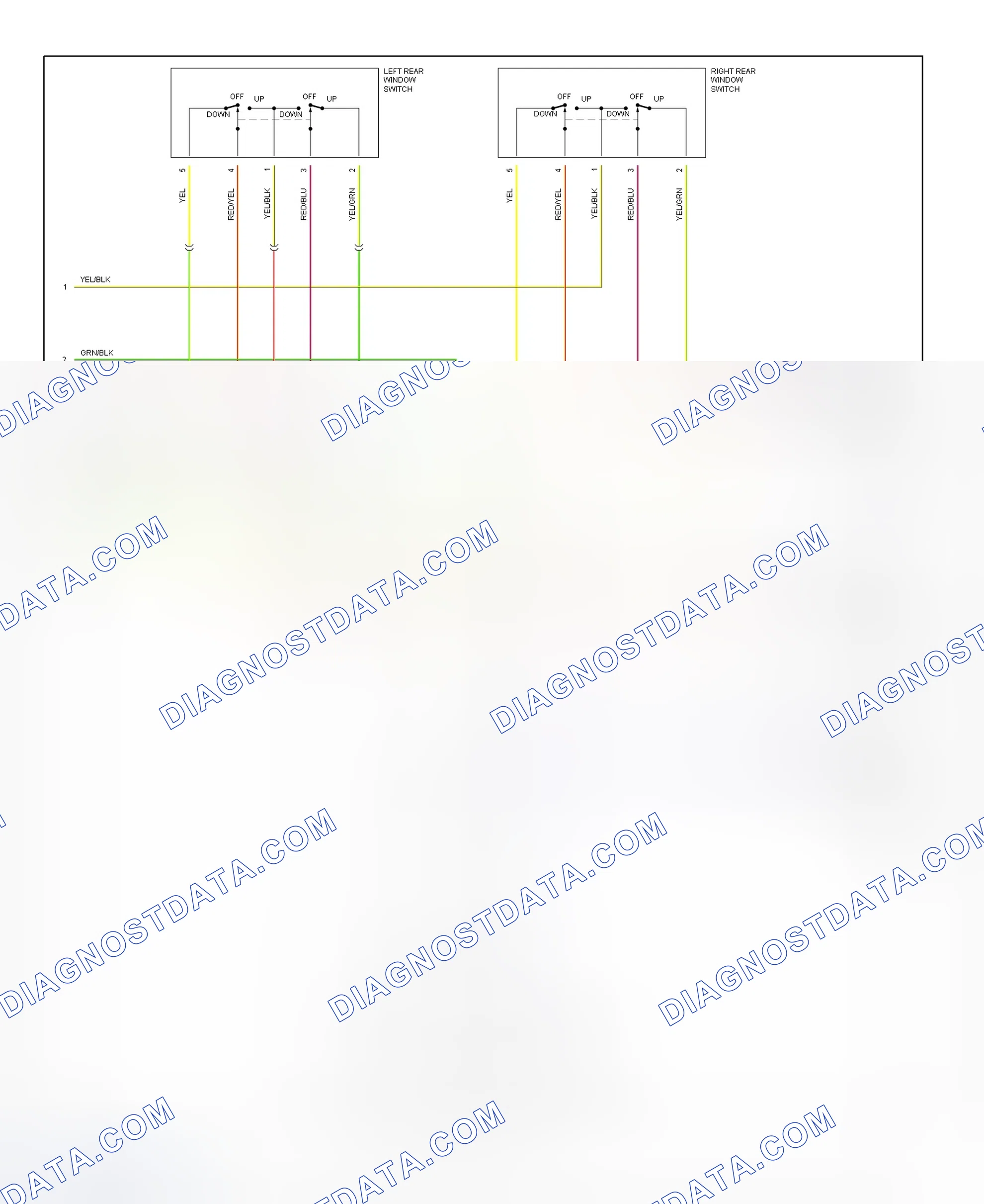 Fig. 11: Power Window System Wiring Diagram (1999-2000 Civic - 2 Of 2)
