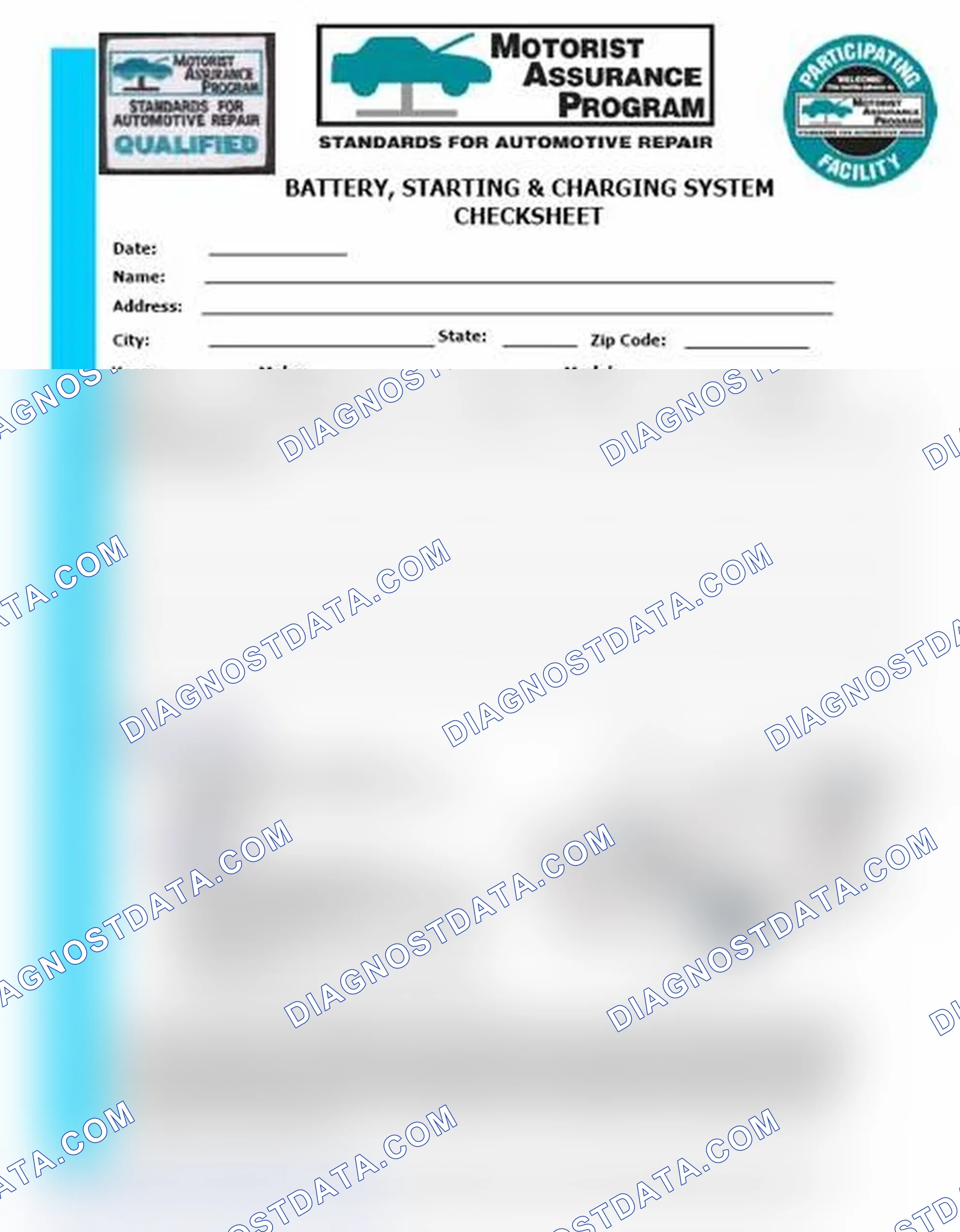 Scheme 3: Battery, Starting & Charging System Checksheet (1 Of 2)