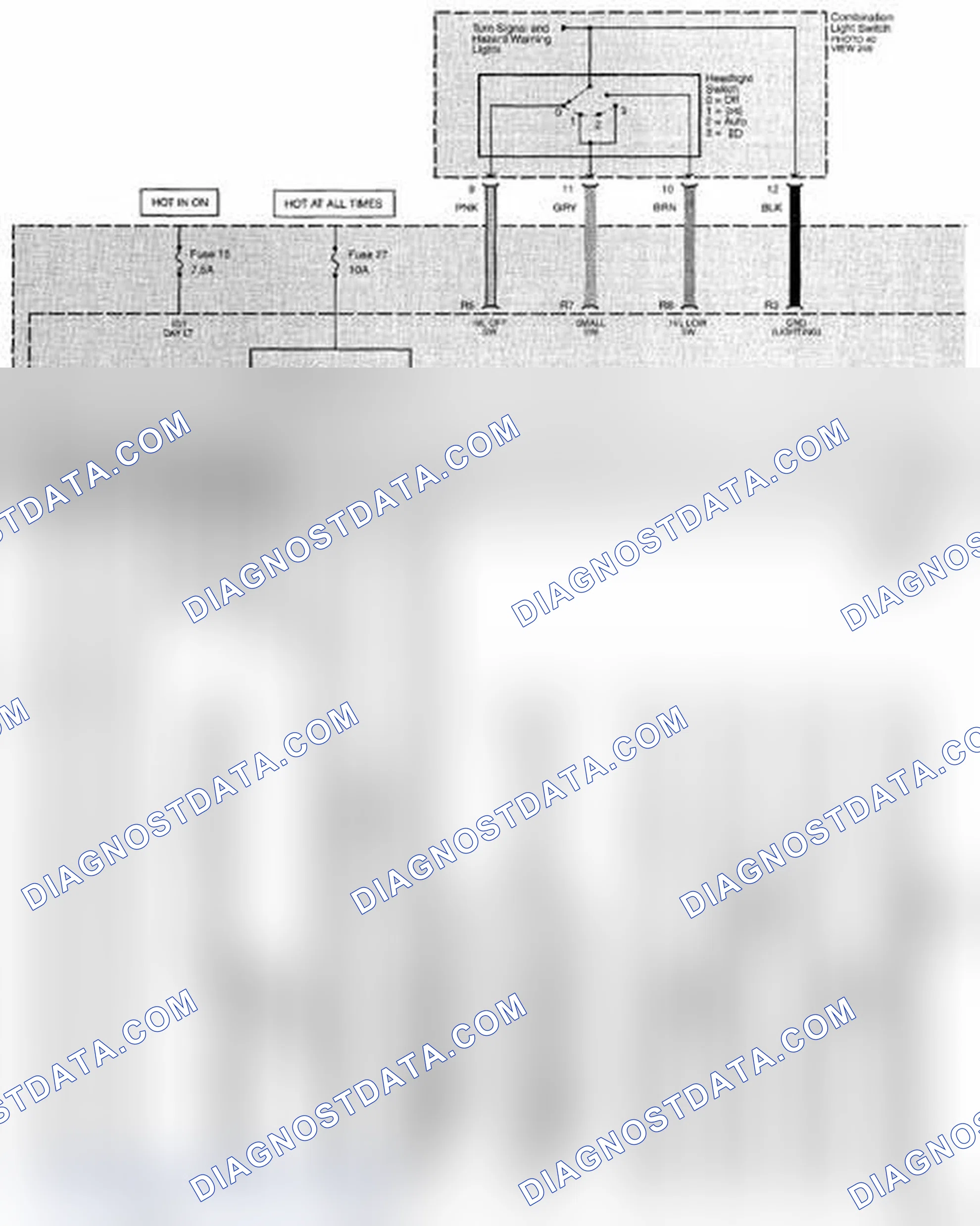 Scheme 335: Exterior Lights Circuit Diagram - License Plate, Parking, Side Marker Lights, And Taillights (Page 110-5)