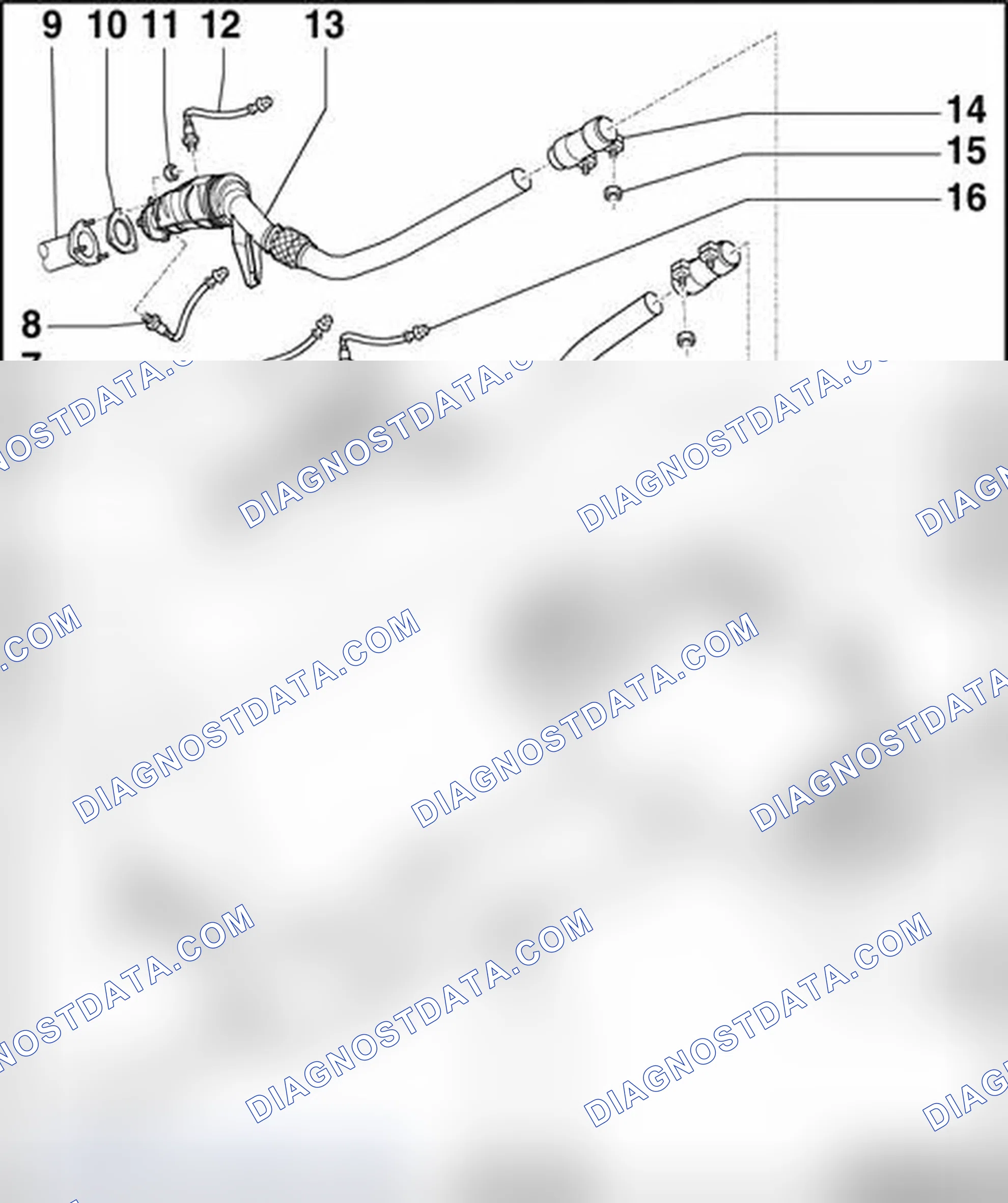 Scheme 302: Exhaust system components, overview, (vehicles with all wheel drive)