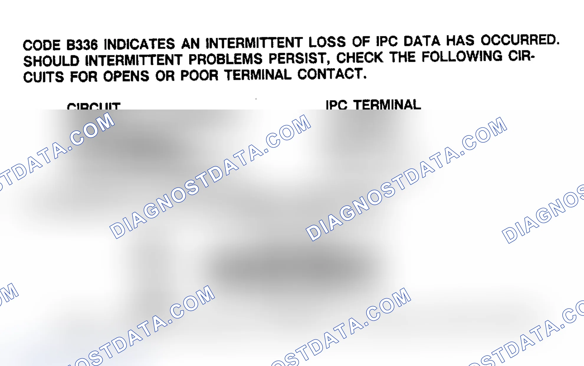 Scheme 252: Code B336: Connector Identification Loss of IPC Serial Data