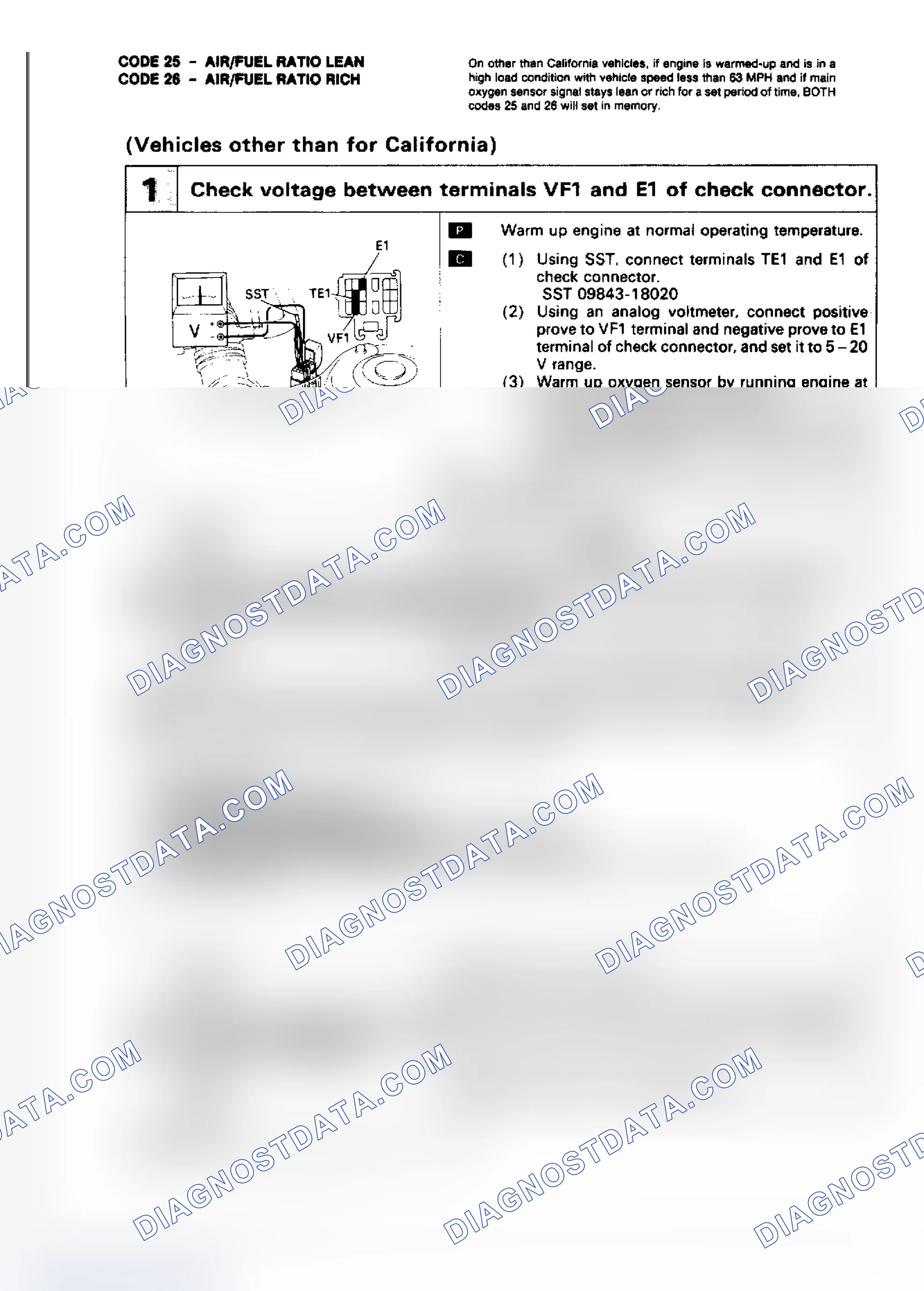 Scheme 19: Codes 25 & 26: Air/Fuel Ratio Lean Malfunction (1 of 3)
