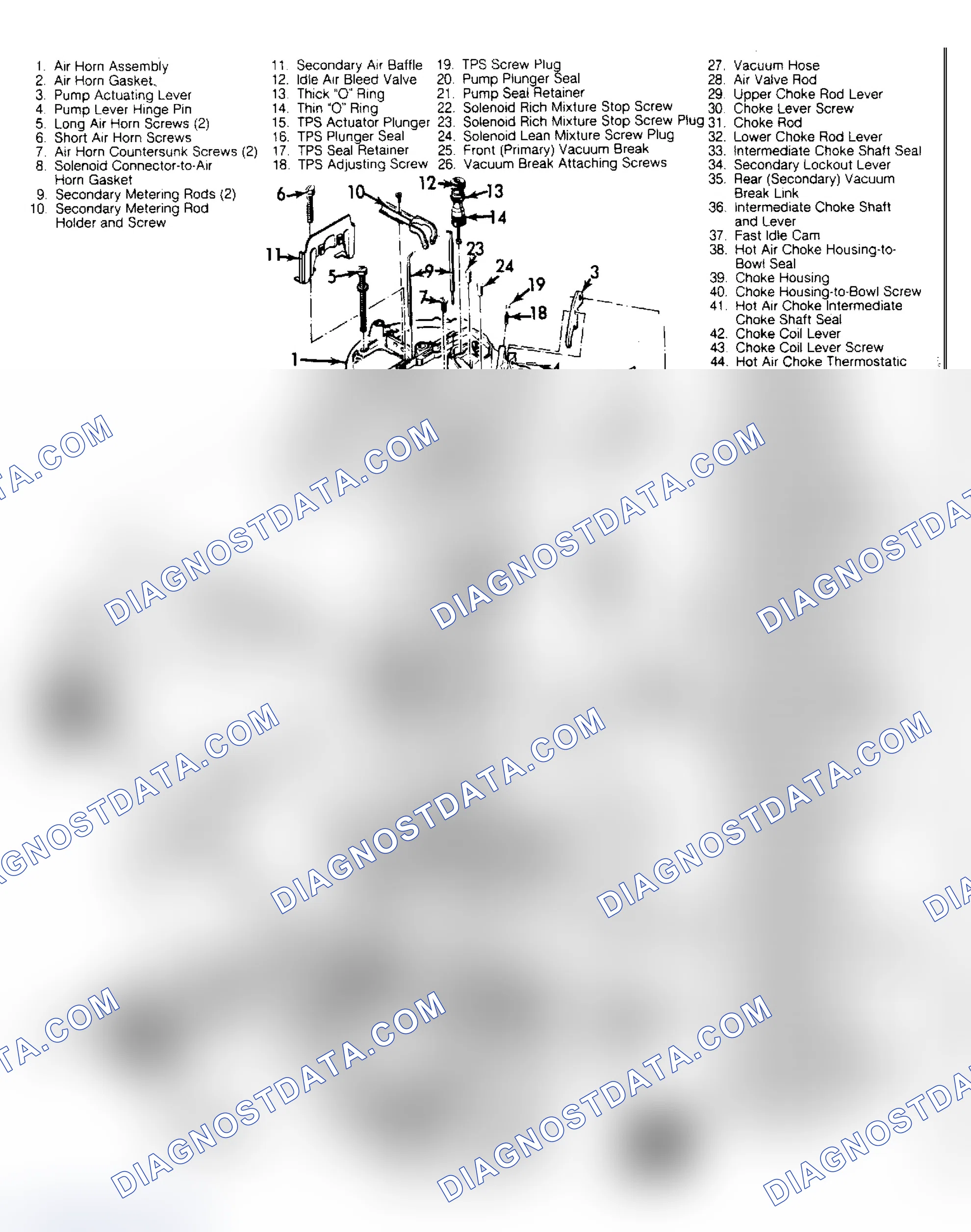 Scheme 18: Exploded View of Rochester E4ME Carburetor