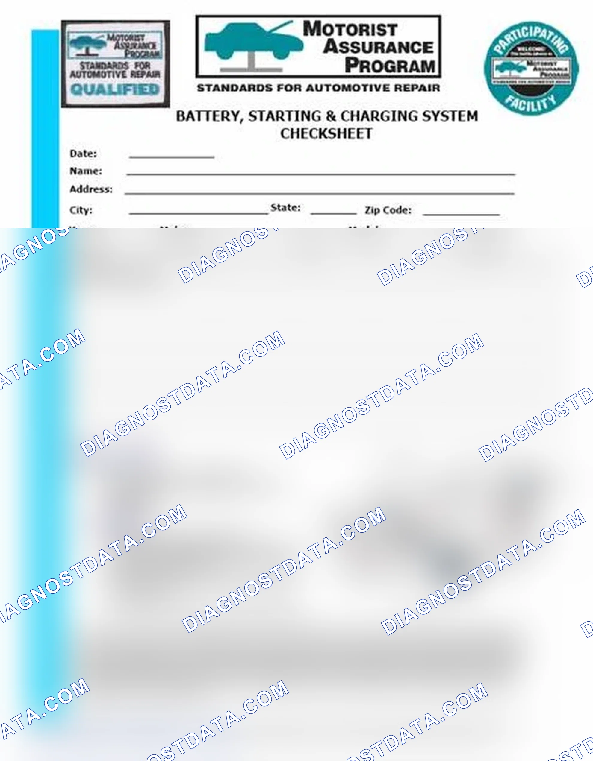 Scheme 3: Battery, Starting & Charging System Checksheet (1 Of 2)