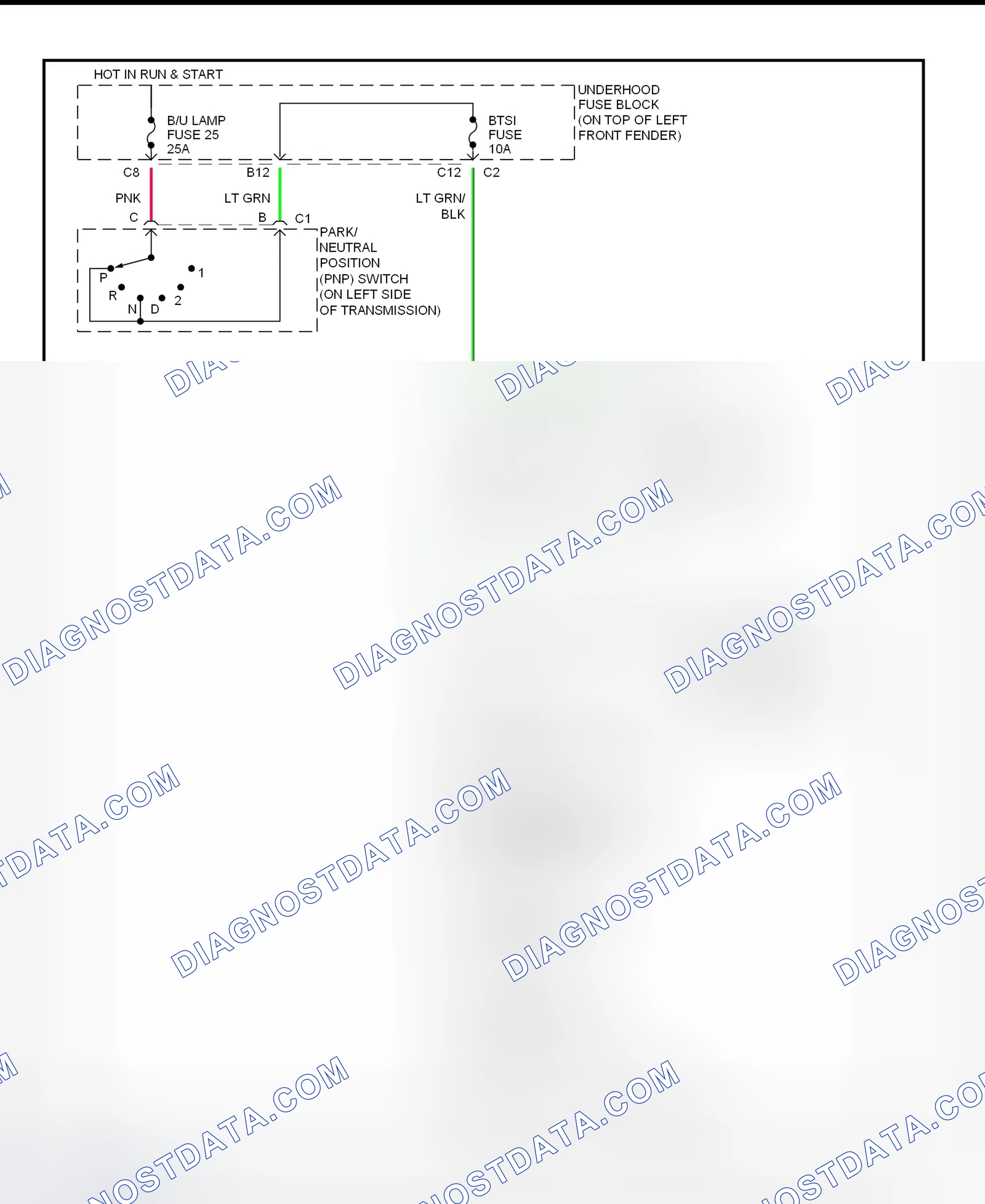 Fig. 8: Shift Interlock System Wiring Diagram ("S" & "T" Series Pickup & Utility - With Floor Shift)