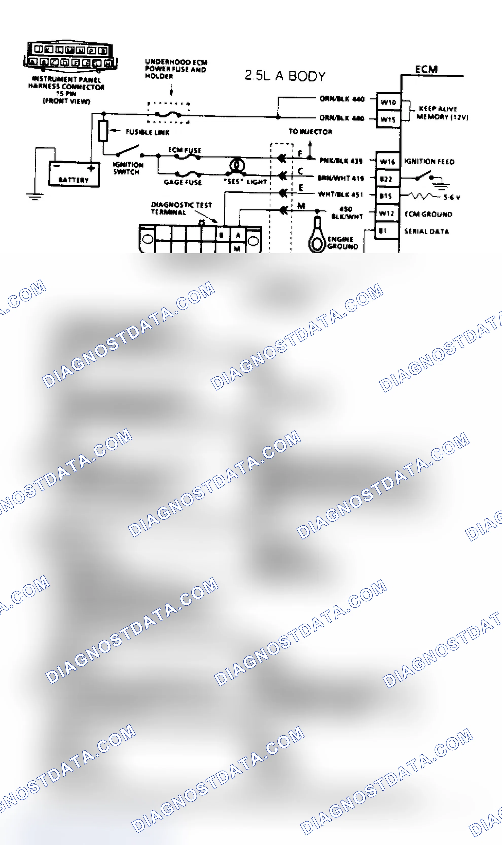 Scheme 214: Chart A2, No Code 12 Schematic, "SES" Always On (2.5L A Body)