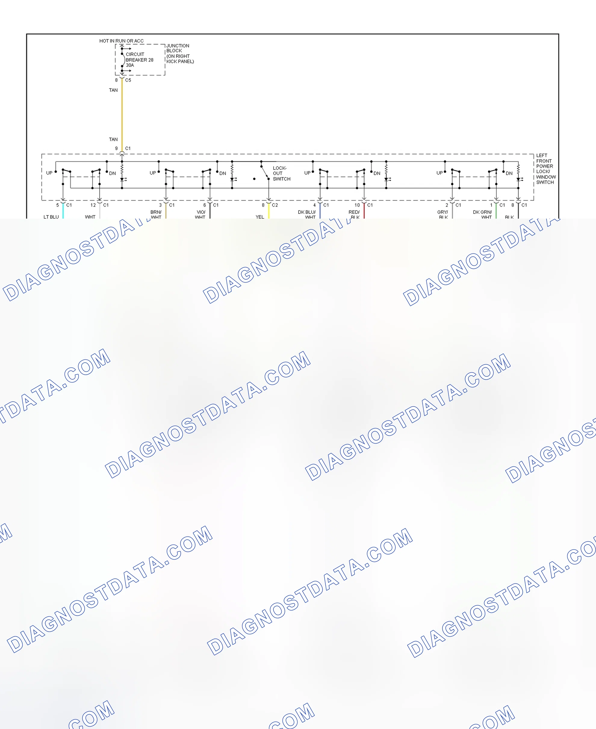 Scheme 4: Power Window System Wiring Diagram (Cherokee)