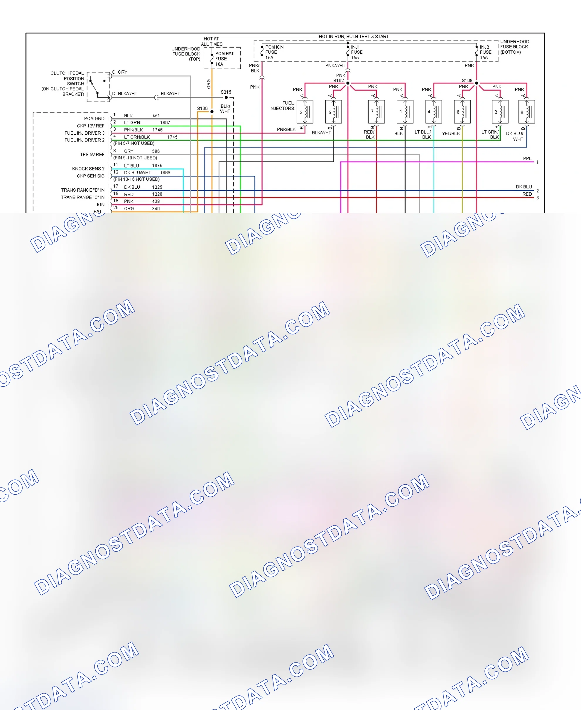 Scheme 98: PCM Wiring Diagram (Camaro & Firebird - 5.7L - 1 Of 4)