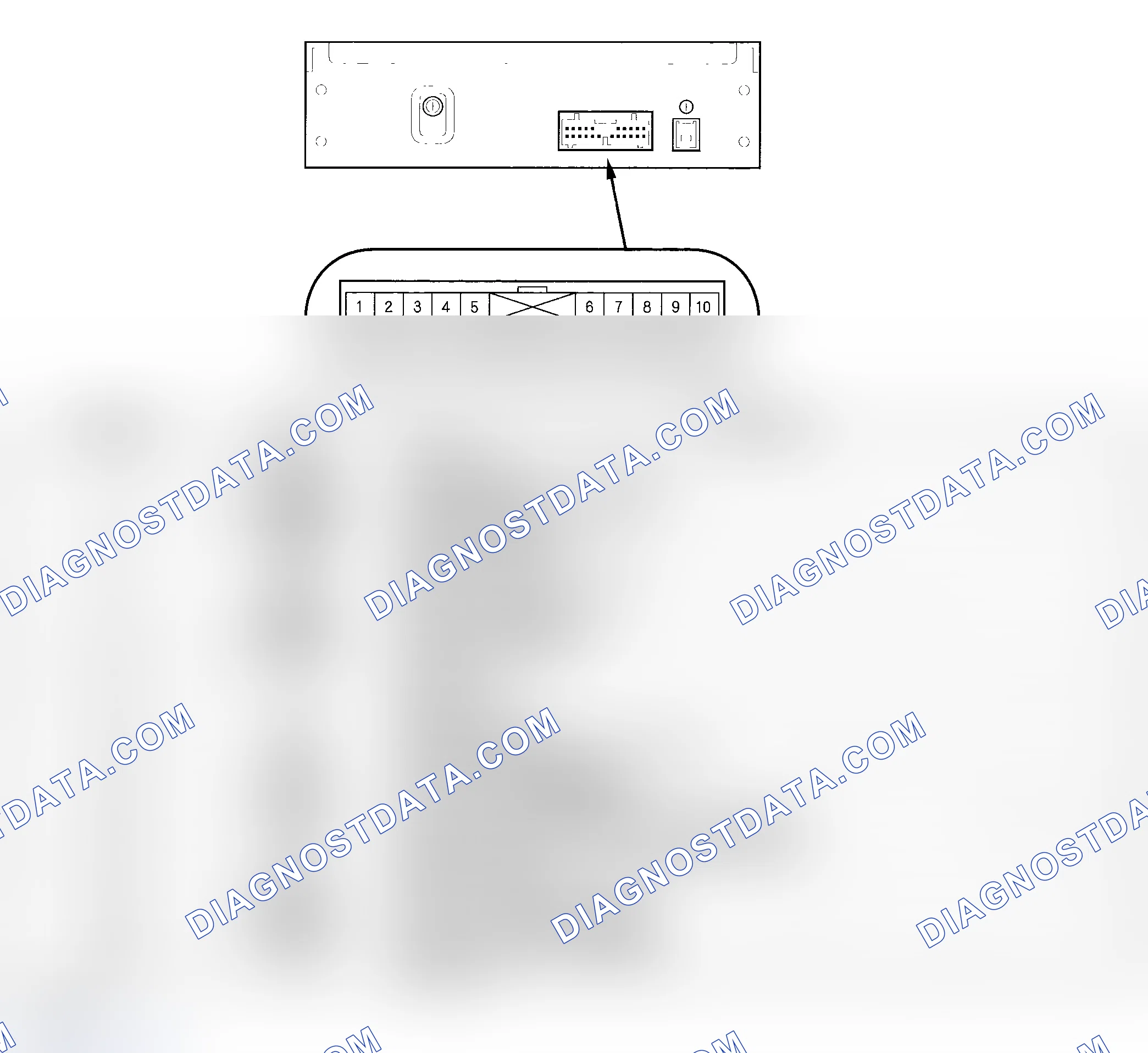 Scheme 105: DVD Player Unit Connector Inputs and Outputs ('05-06 models)