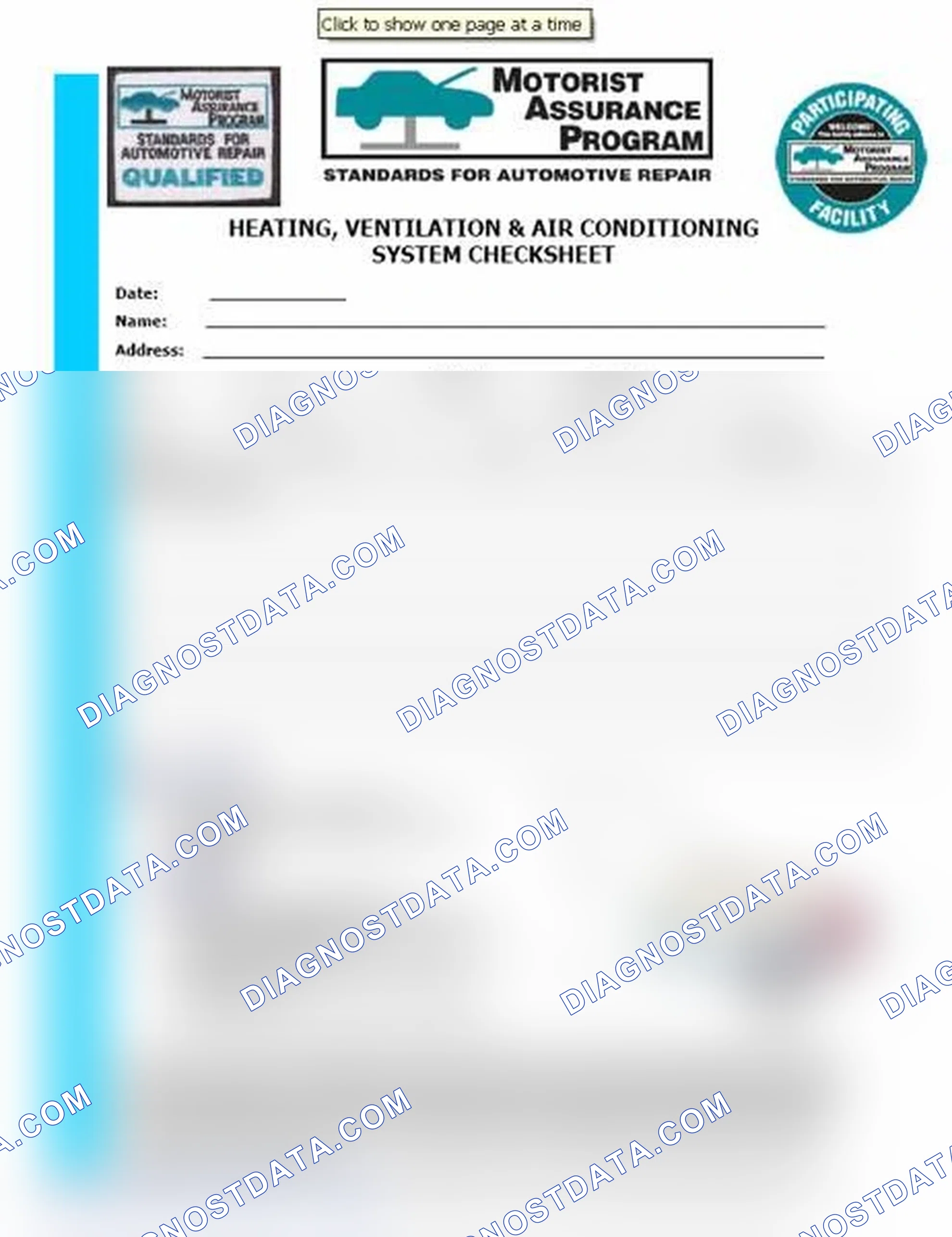 Scheme 15: Heating, Ventilation & Air Conditioning System Checksheet (1 Of 2)