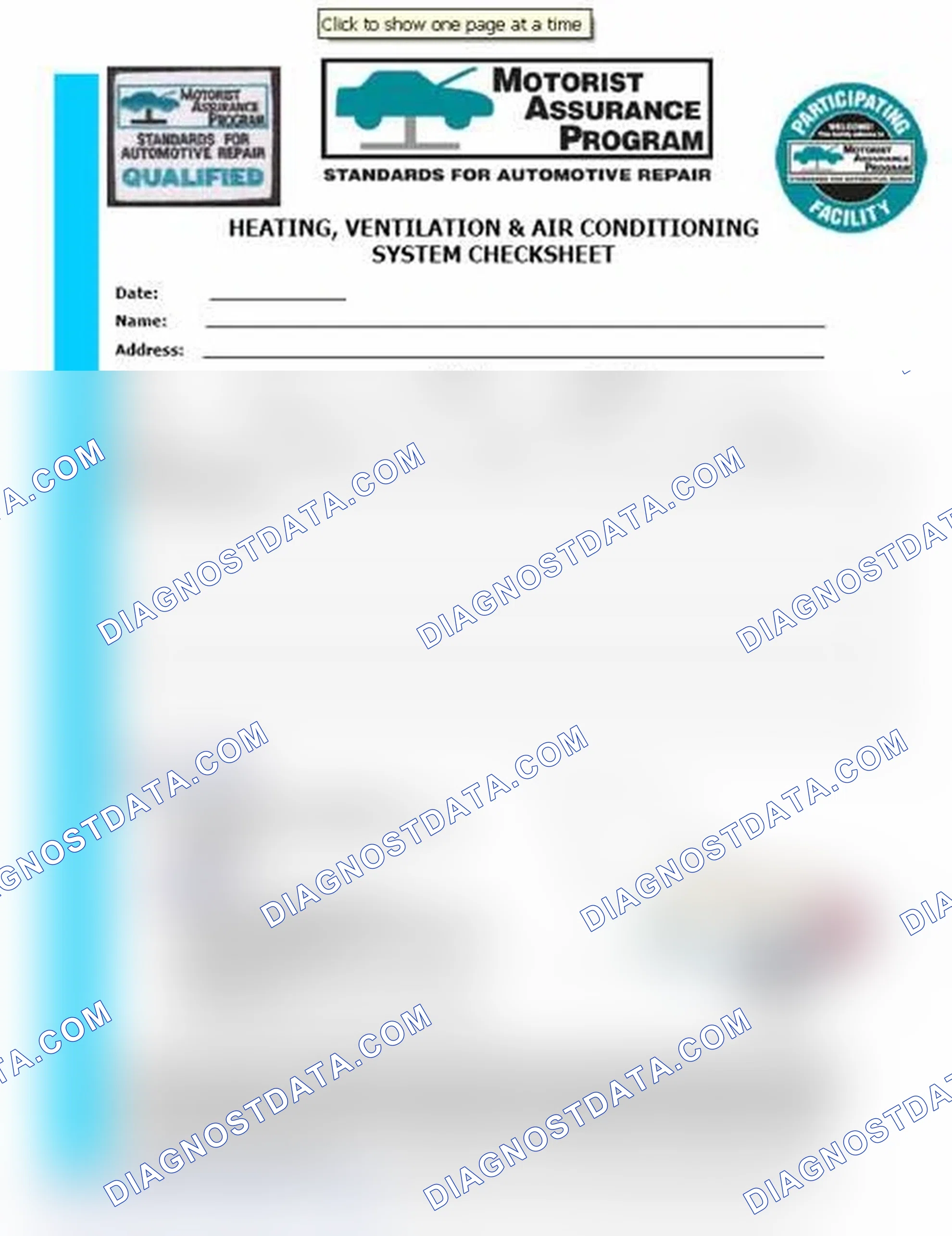 Scheme 15: Heating, Ventilation & Air Conditioning System Checksheet (1 Of 2)