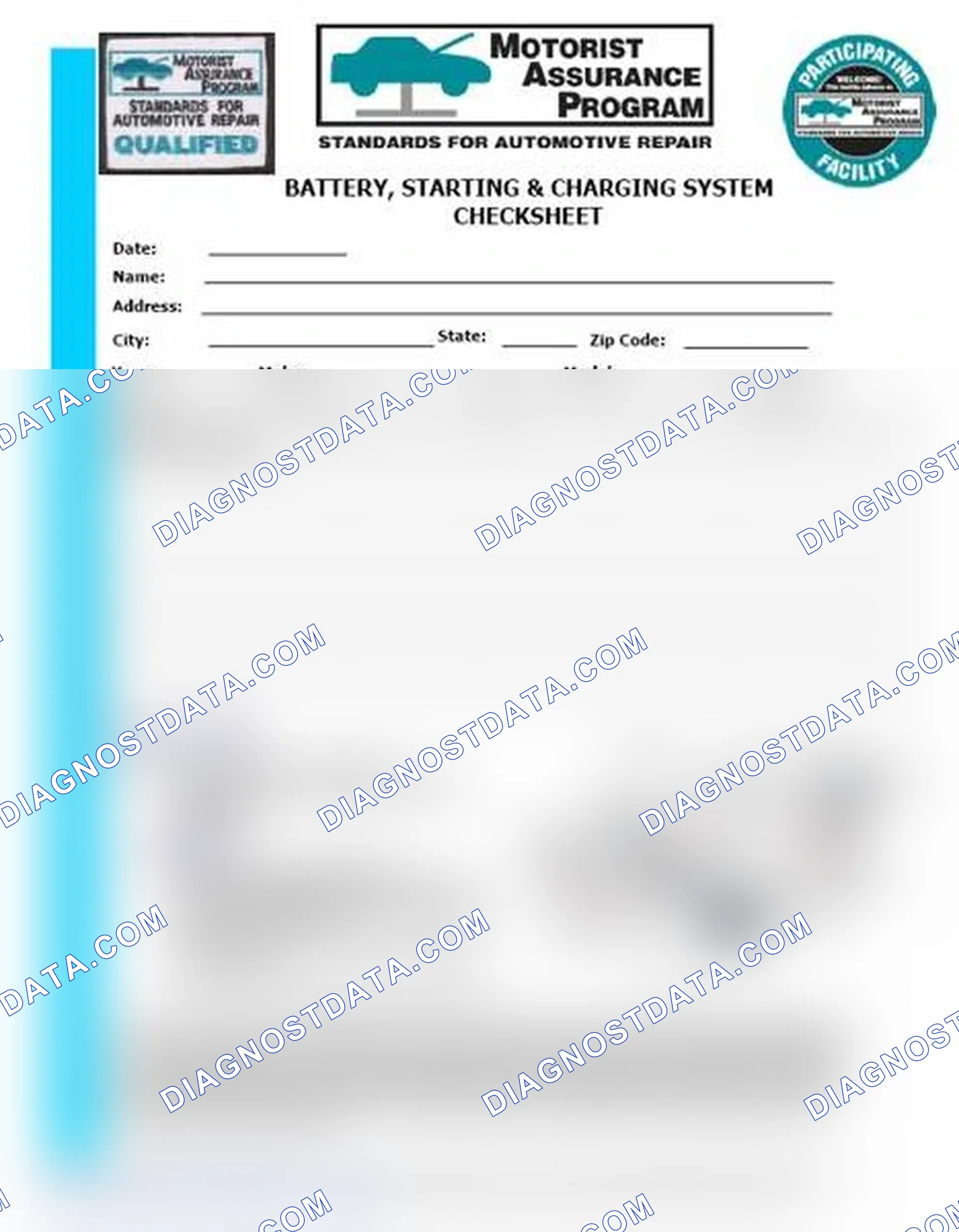 Scheme 3: Battery, Starting & Charging System Checksheet (1 Of 2)