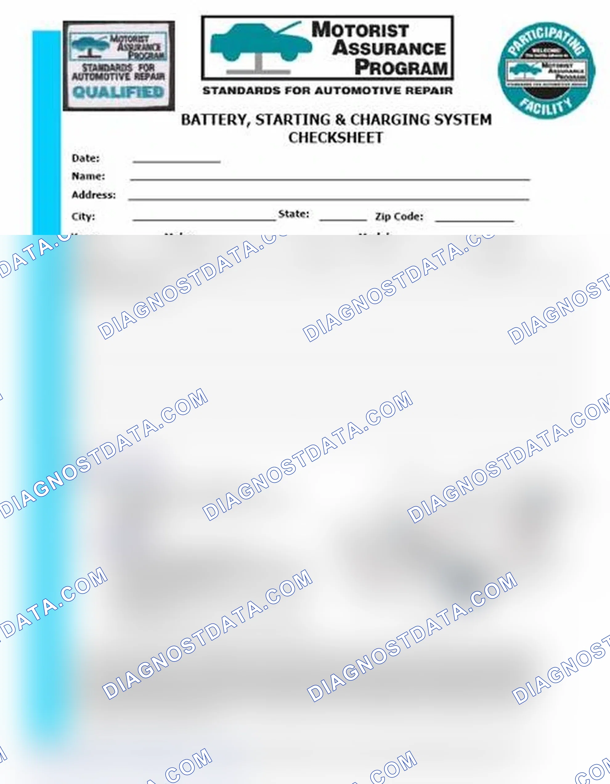 Scheme 3: Battery, Starting & Charging System Checksheet (1 Of 2)