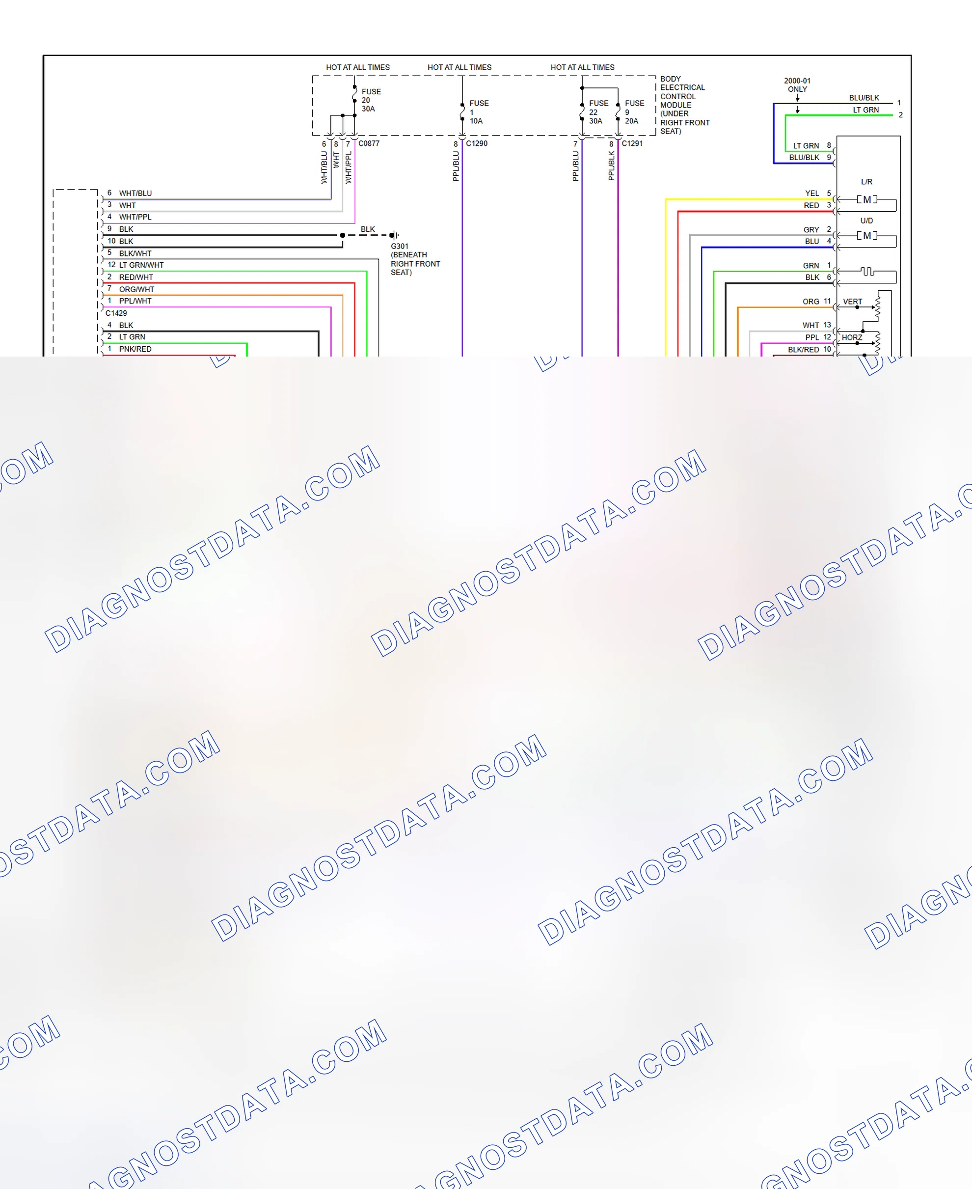 Scheme 3: Memory Mirror Wiring Diagram (Range Rover - 1 Of 2)
