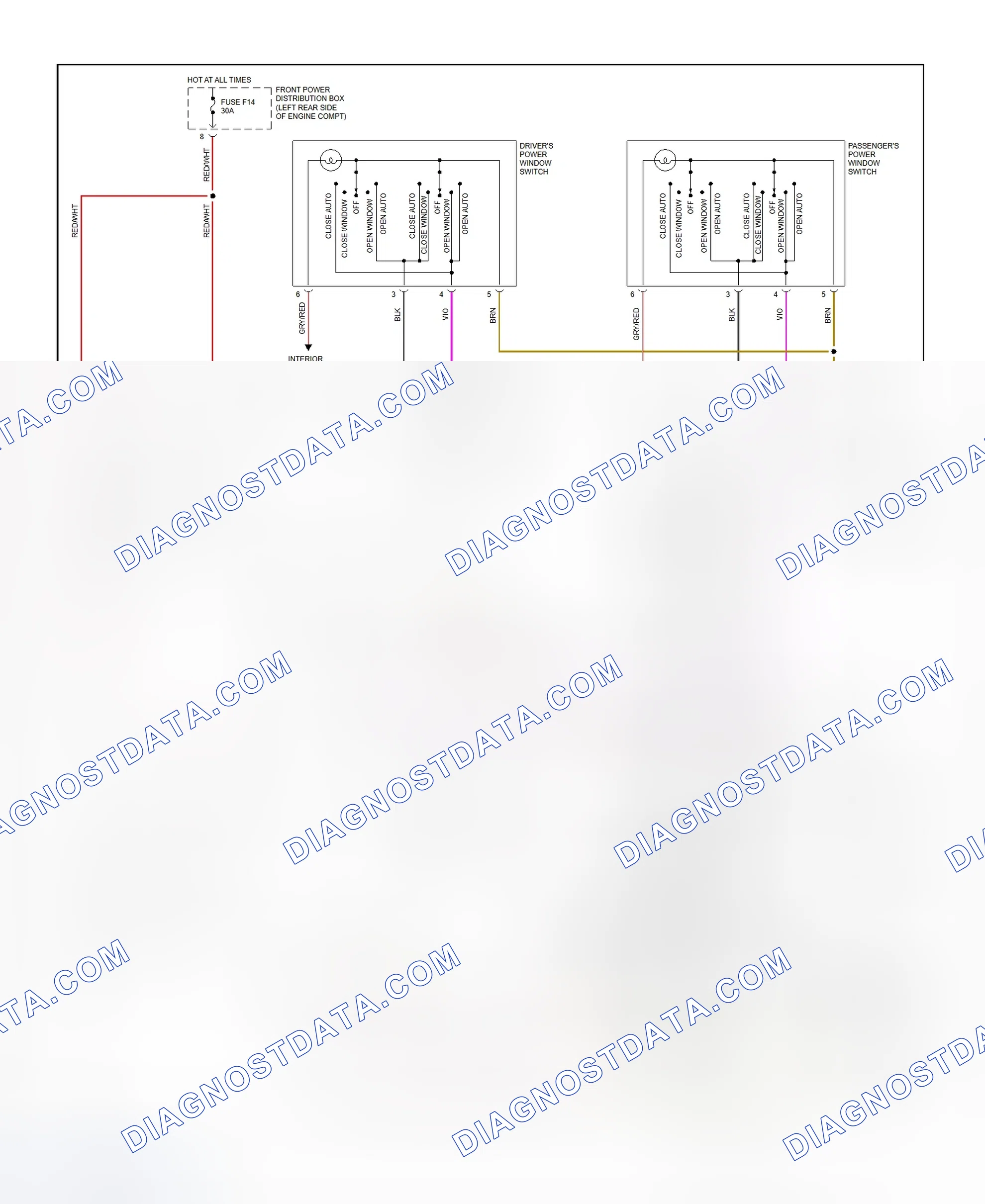 Scheme 7: Power Window Wiring Diagram (1993 2-Door Coupe)