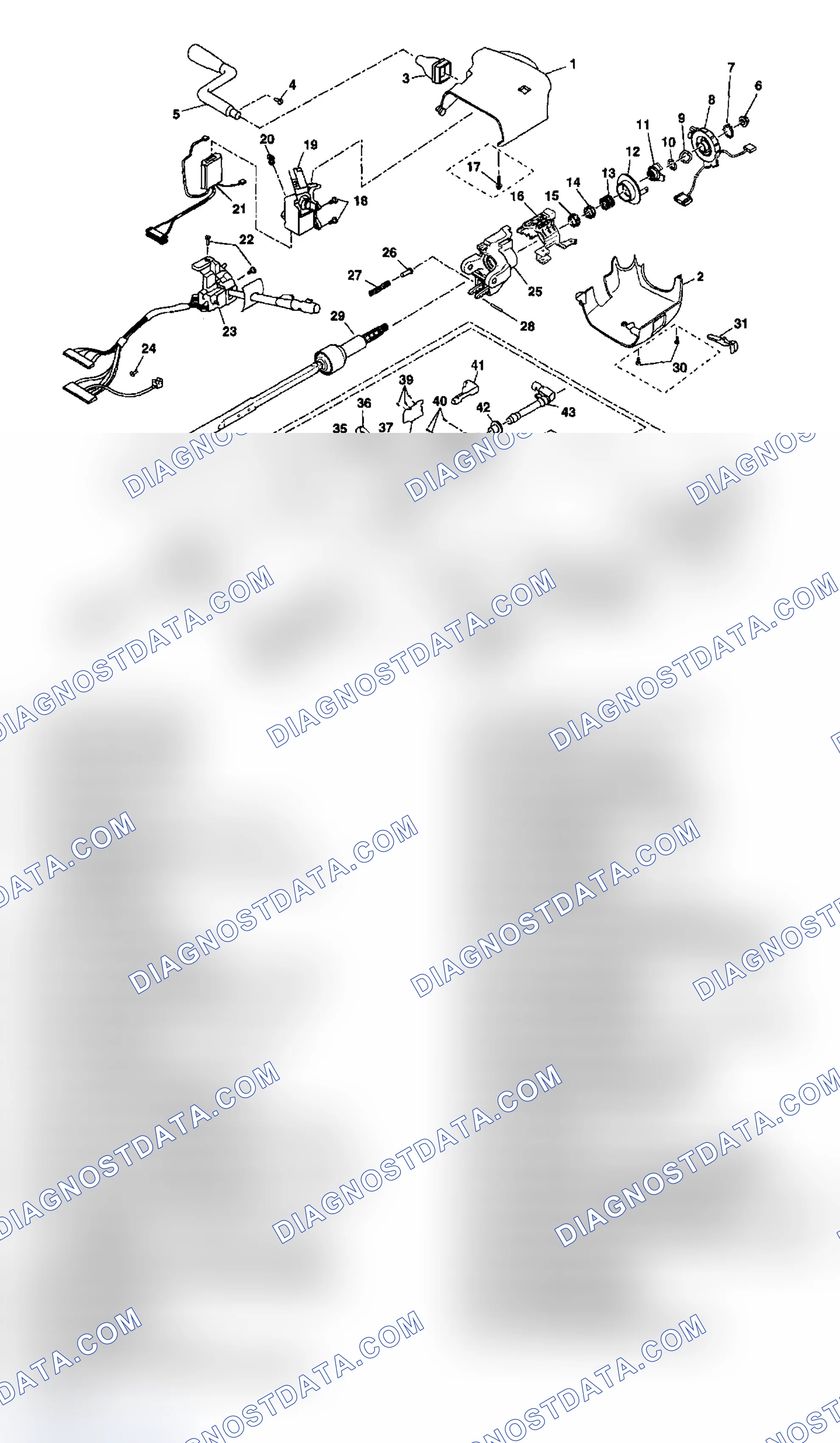 Scheme 1: Steering Column Disassembled View (Column Shift Lean Shaft)