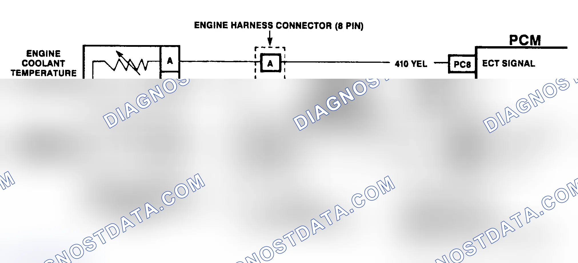 Scheme 322: DTC 14 Schematic ("C" & "K" Series) ECT Sensor Circuit Low (High Temperature Indicated