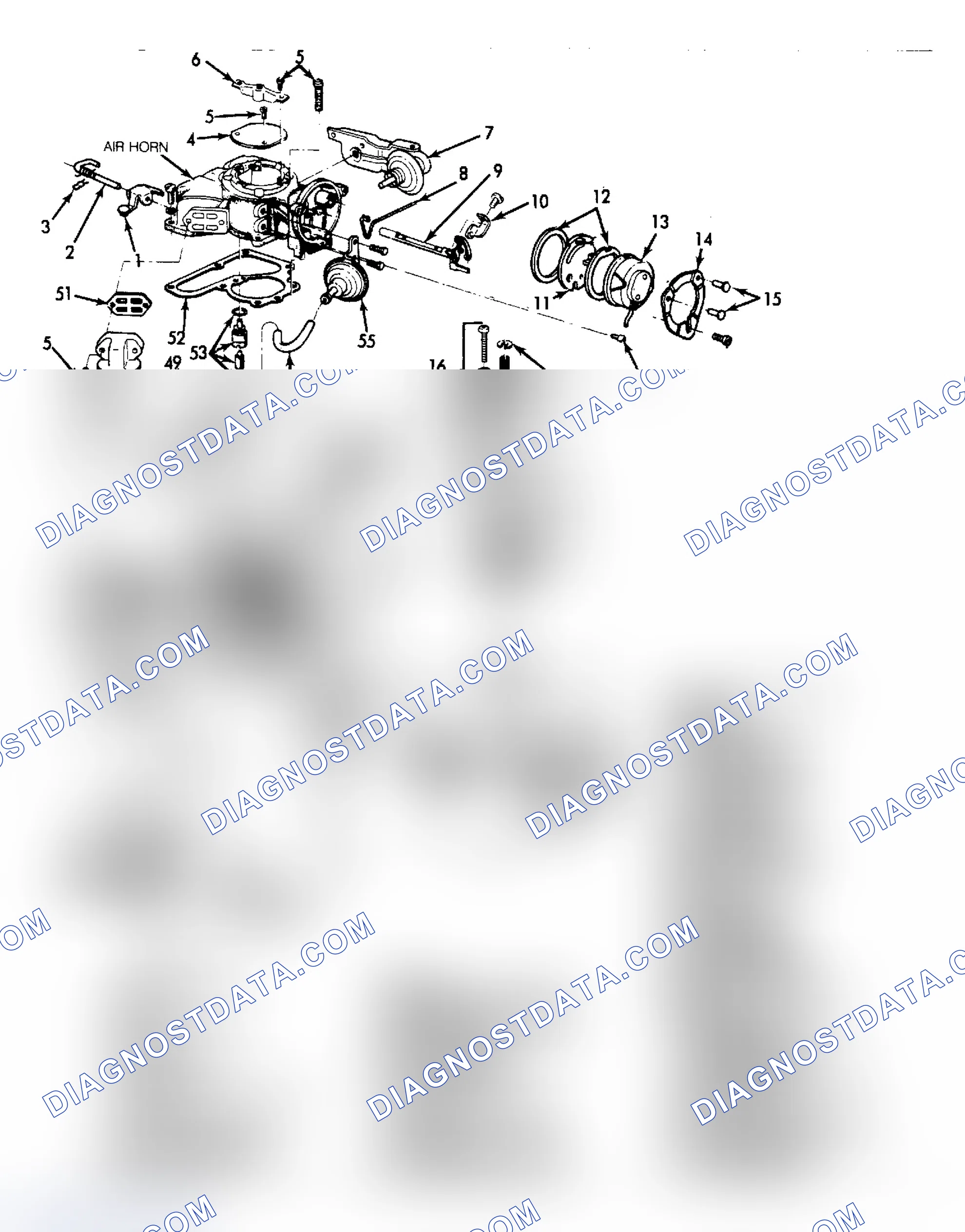 Scheme 218: Exploded View of Carter Model YFA 1-Barrel Feedback & High Altitude Carburetor (Non-Feedback YFA Similar)