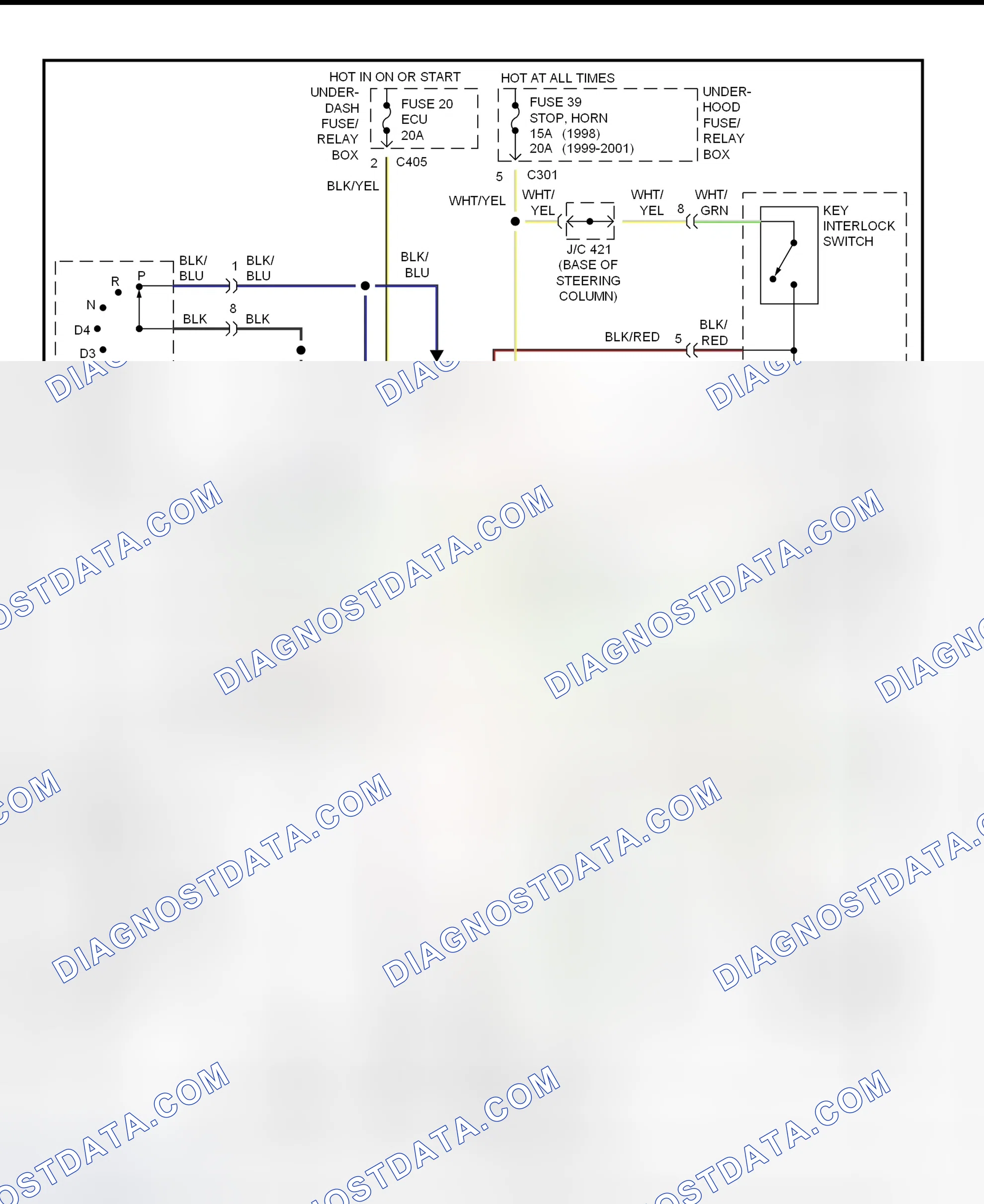Scheme 46: Shift & Key Interlock System Wiring Schematic (1998 Acura 3.5RL)