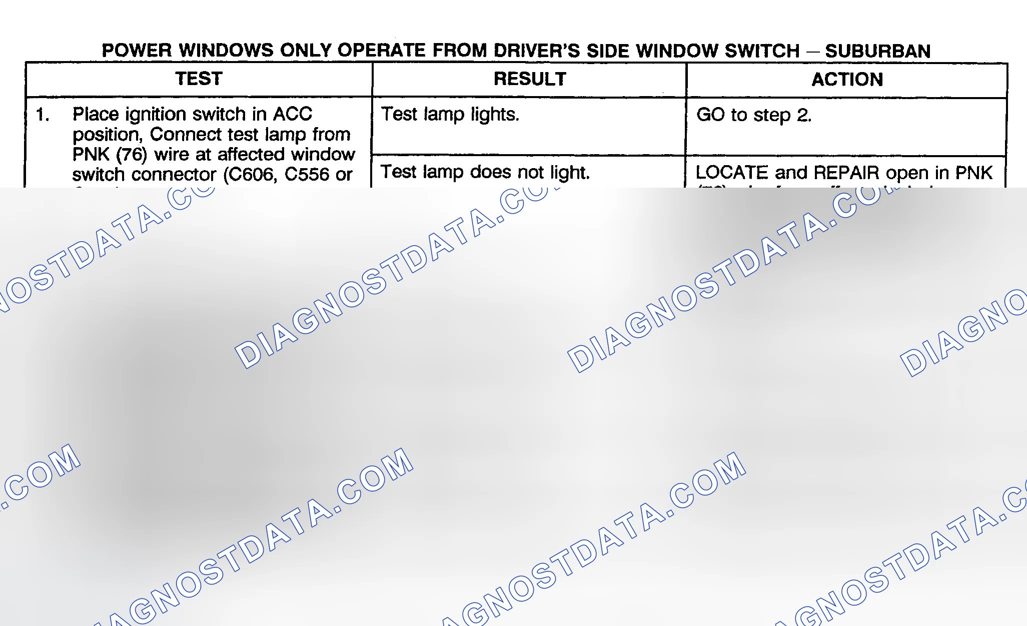 Scheme 8: TEST F: POWER WINDOWS ONLY OPERATE FROM DRIVER'S SIDE WINDOW SWITCH - SUBURBAN, CREW CAB & UTILITY