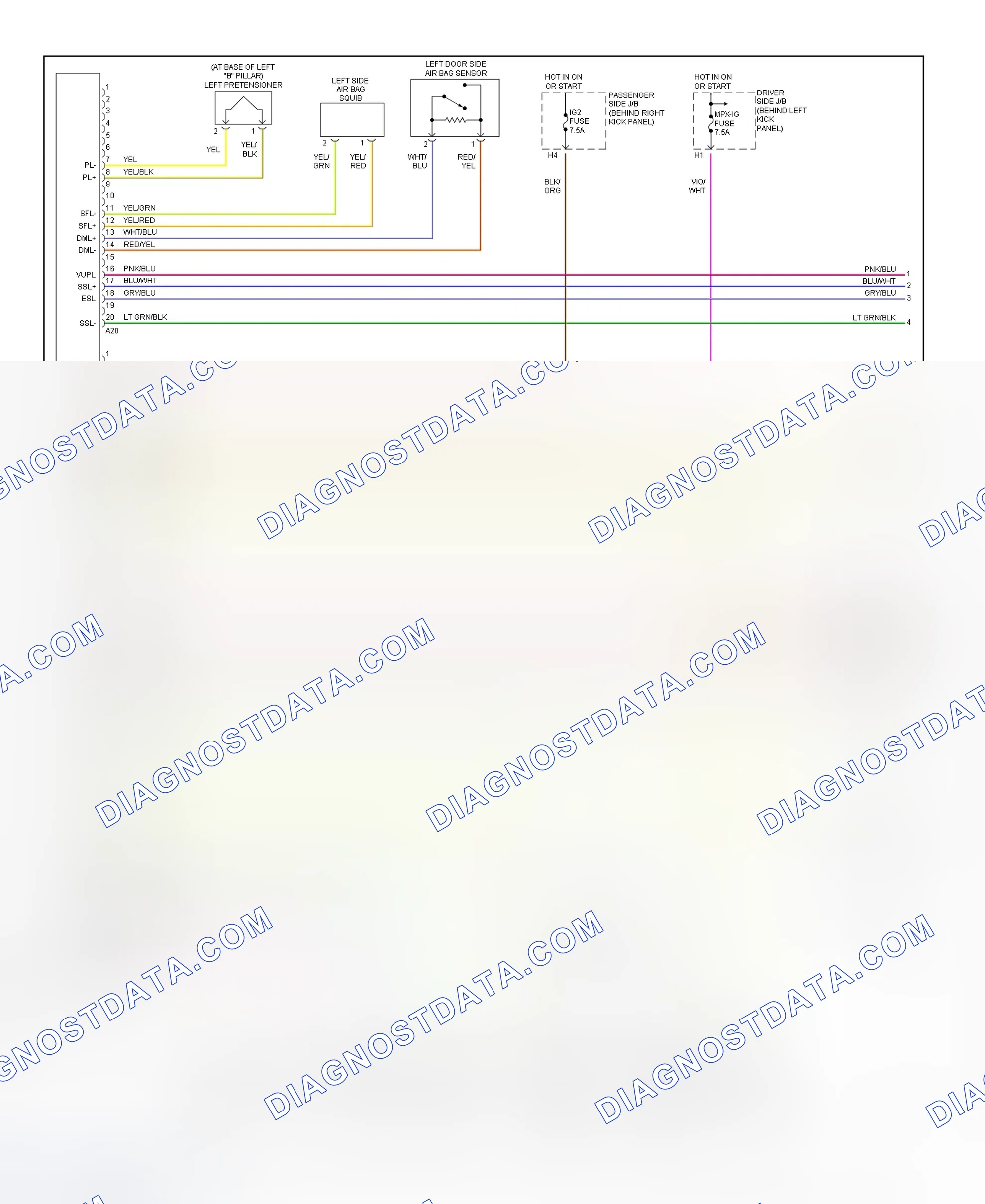 Scheme 1: Air Bag System Wiring Diagram (SC430-1 Of 2)